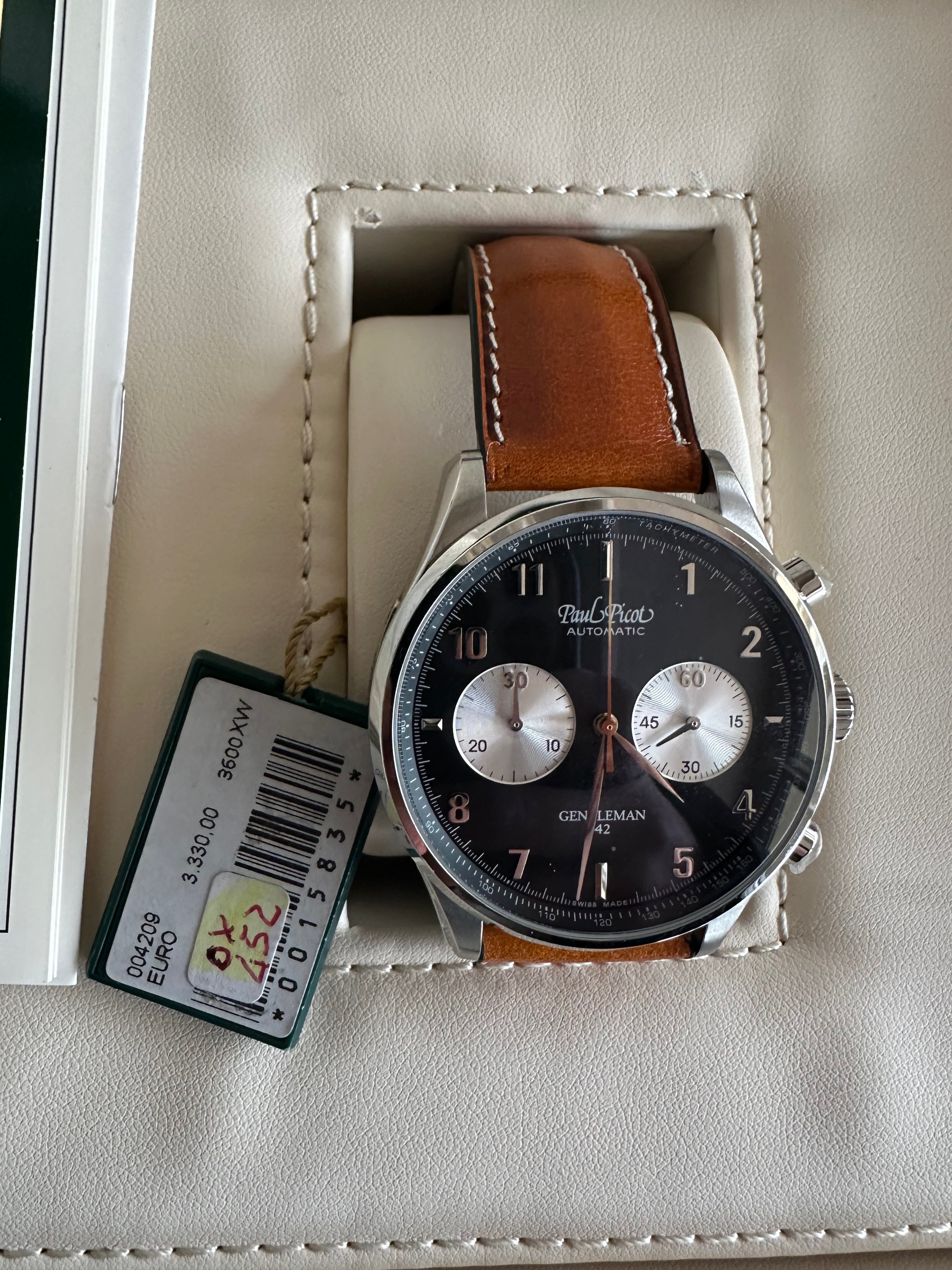 Paul Picot Gentleman Chronograph Double Moon, cronografo acciaio quadrante nero