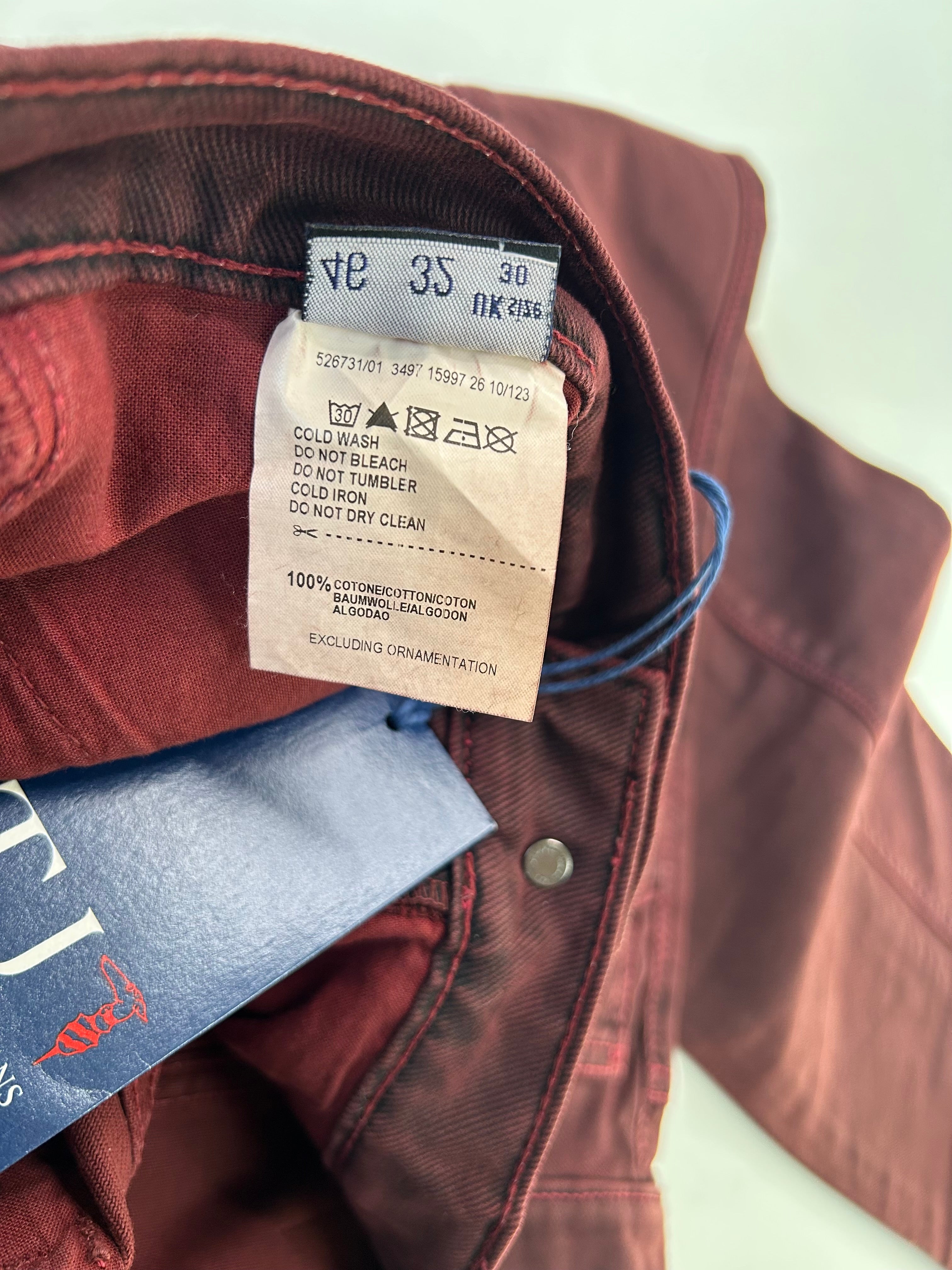 Trussardi Jeans pantalone bordeaux — dettaglio fondo gamba — IlBotteghino