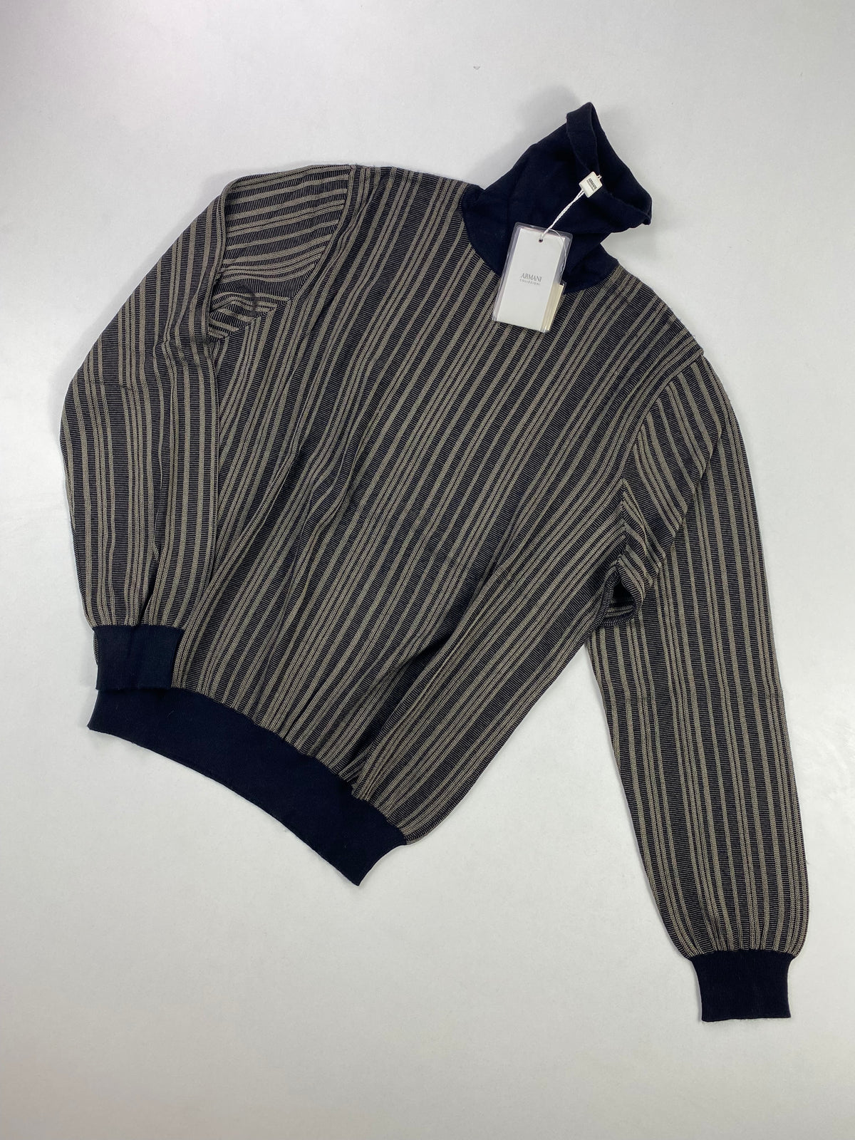 Dolcevita Armani Collezioni a coste righe nero e tortora - Tg. IT 52
