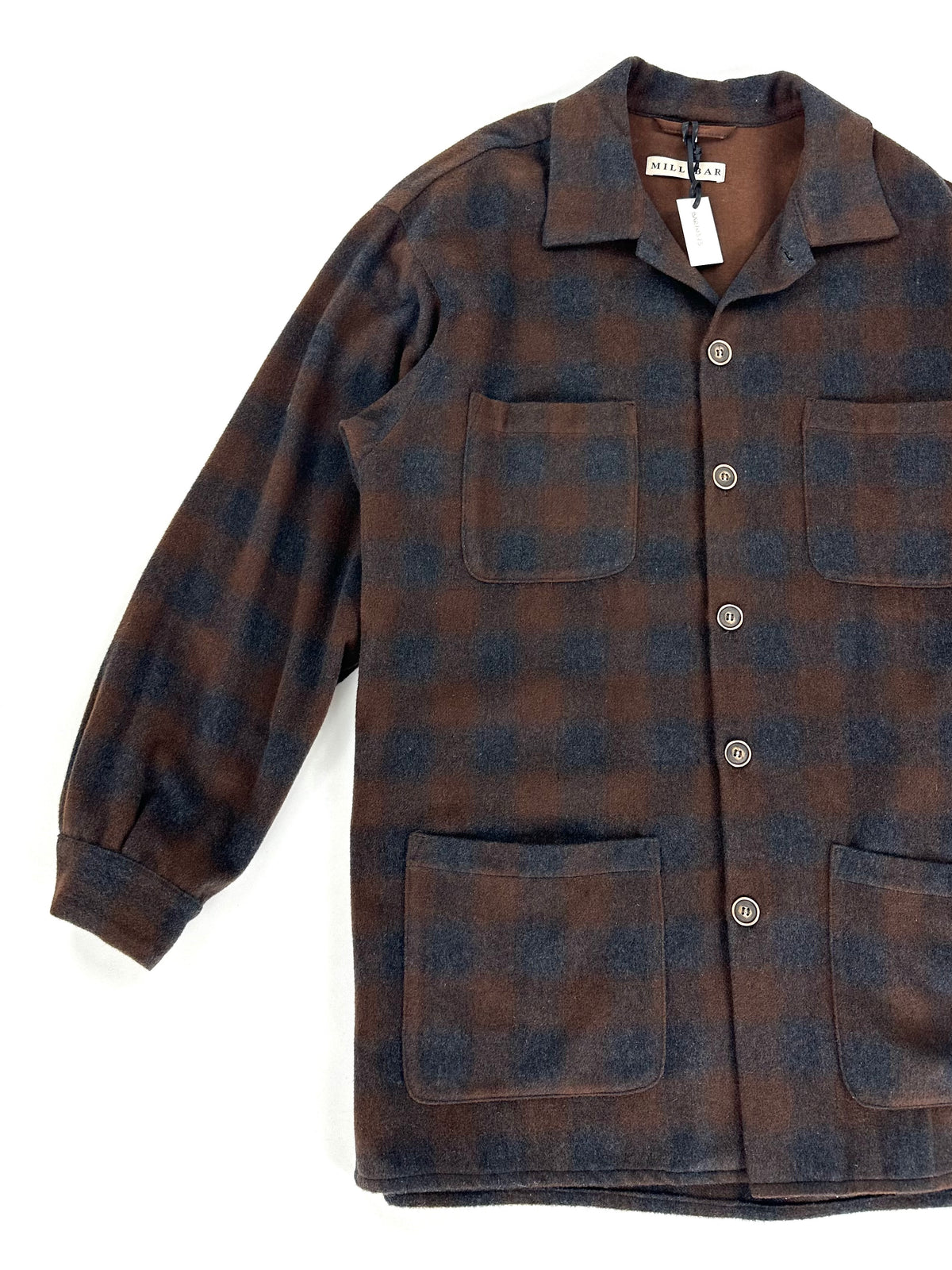 Camicia giacca Millibar a quadri ombré, vista frontale con manica distesa