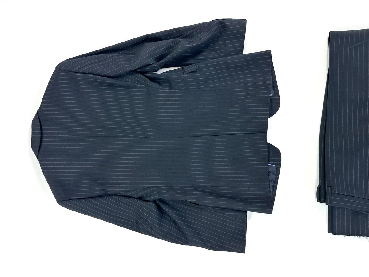 Giacca Versace Collection nera gessata - taschino a filo sul petto