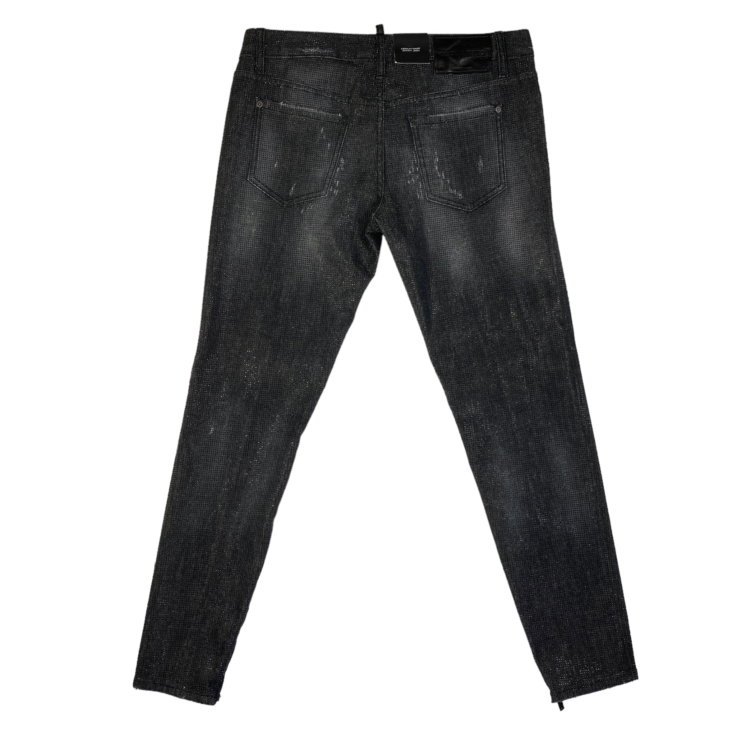 Dsquared2 jeans strass — dettaglio zip gamba — IlBotteghino