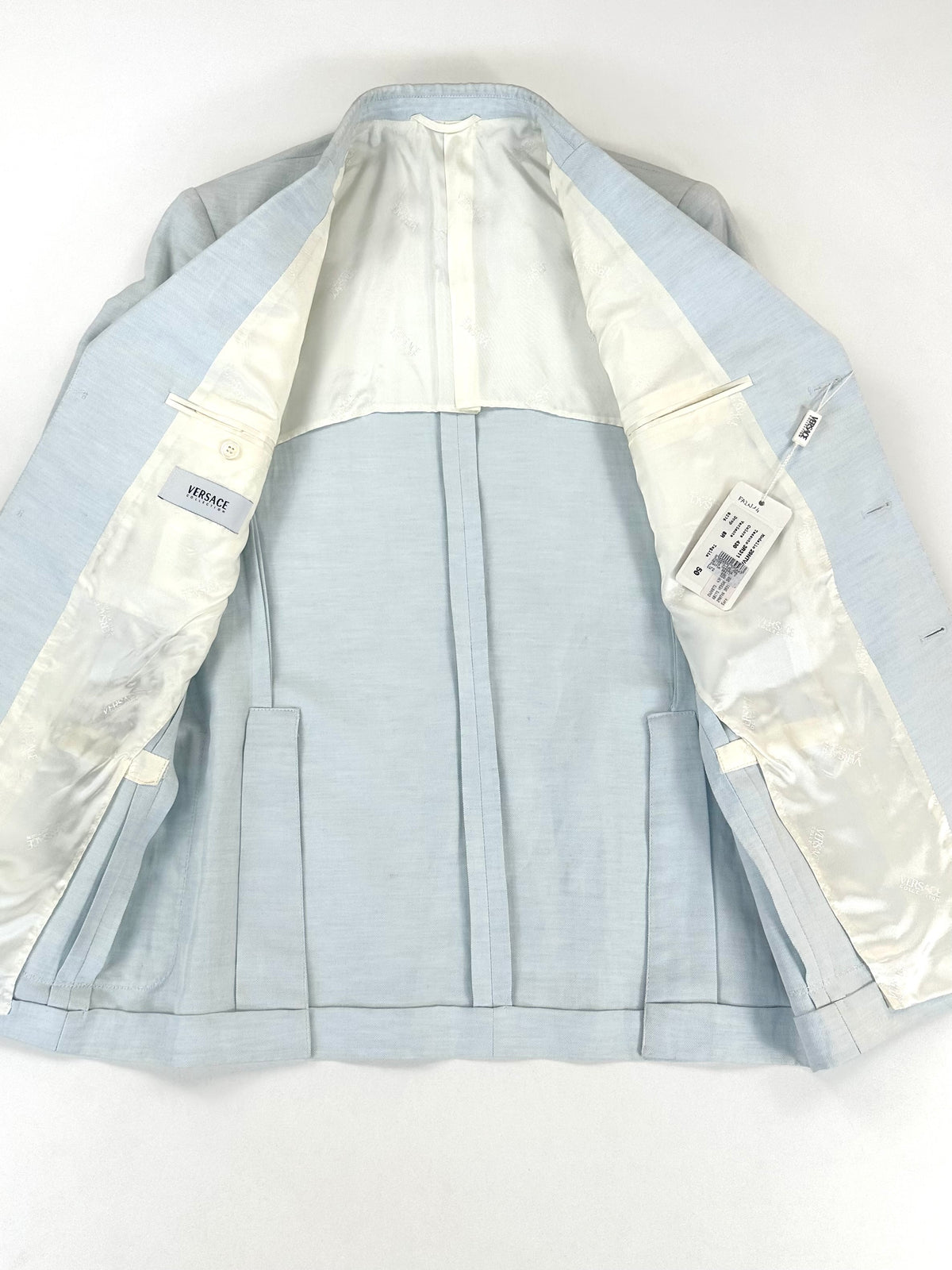 Completo Versace Collection azzurro cotone e lino - Tg. 50