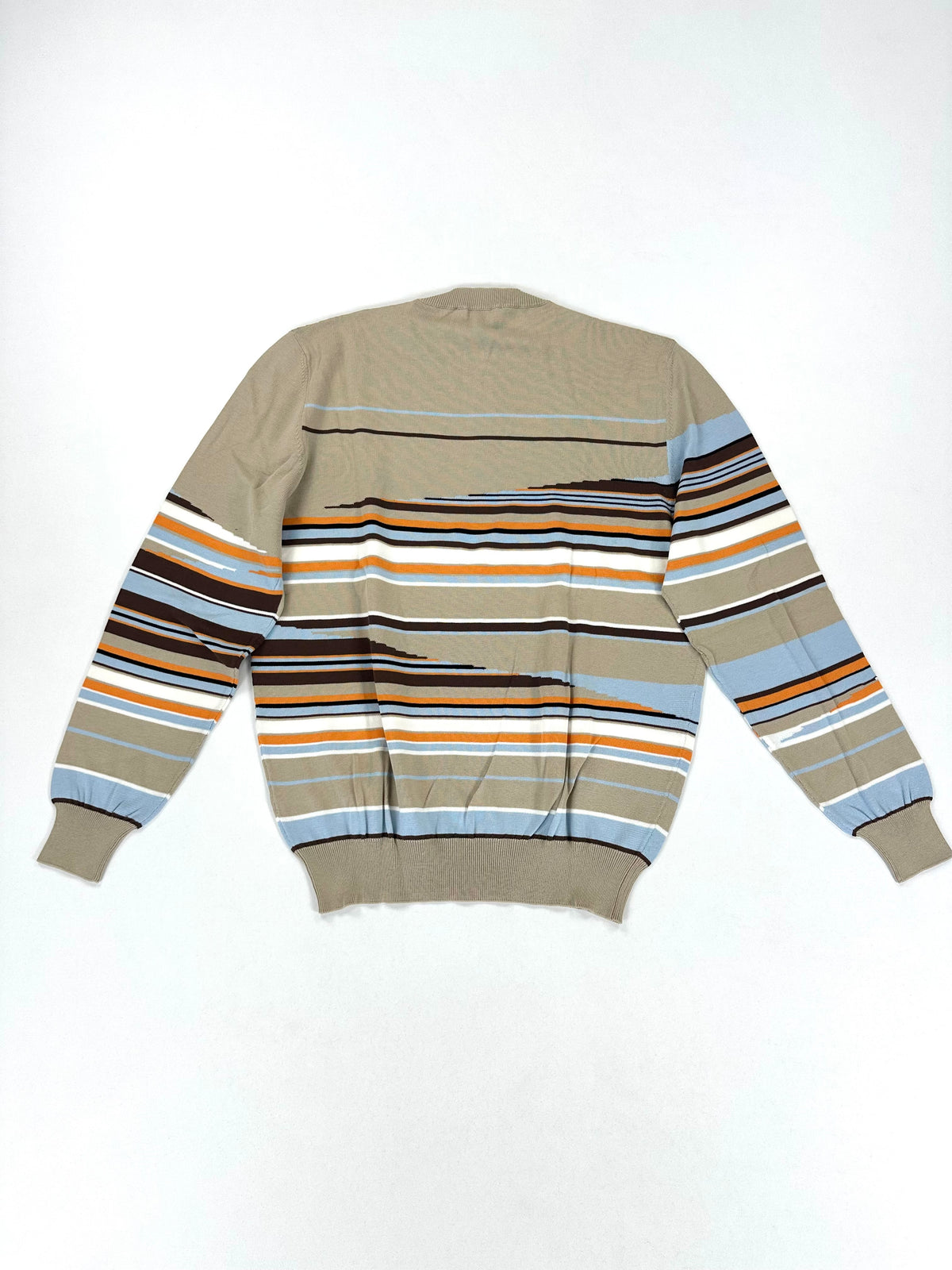 Retro della maglia beige a righe colorate, intero