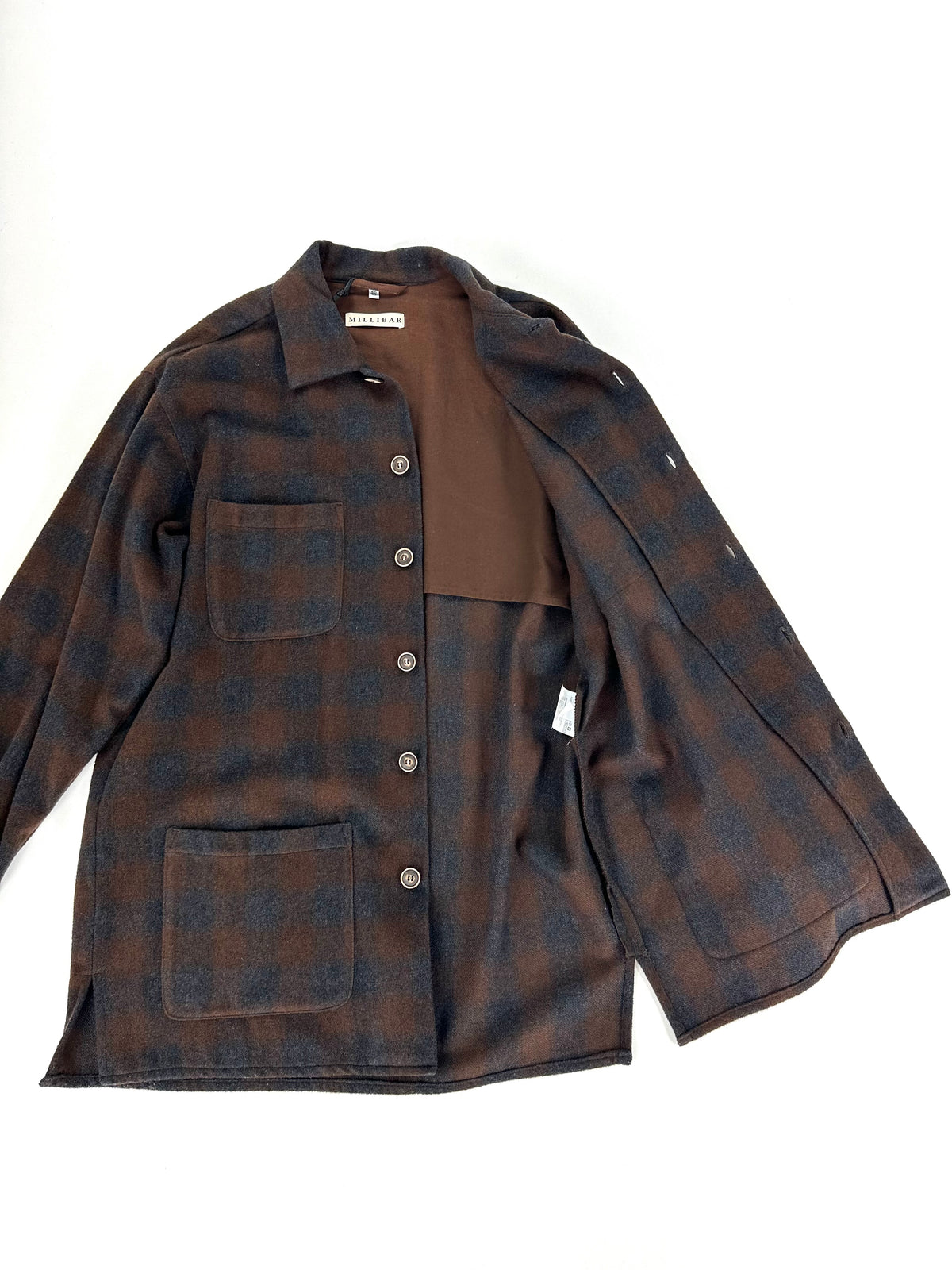 Camicia giacca Millibar aperta, fodera interna in cotone marrone