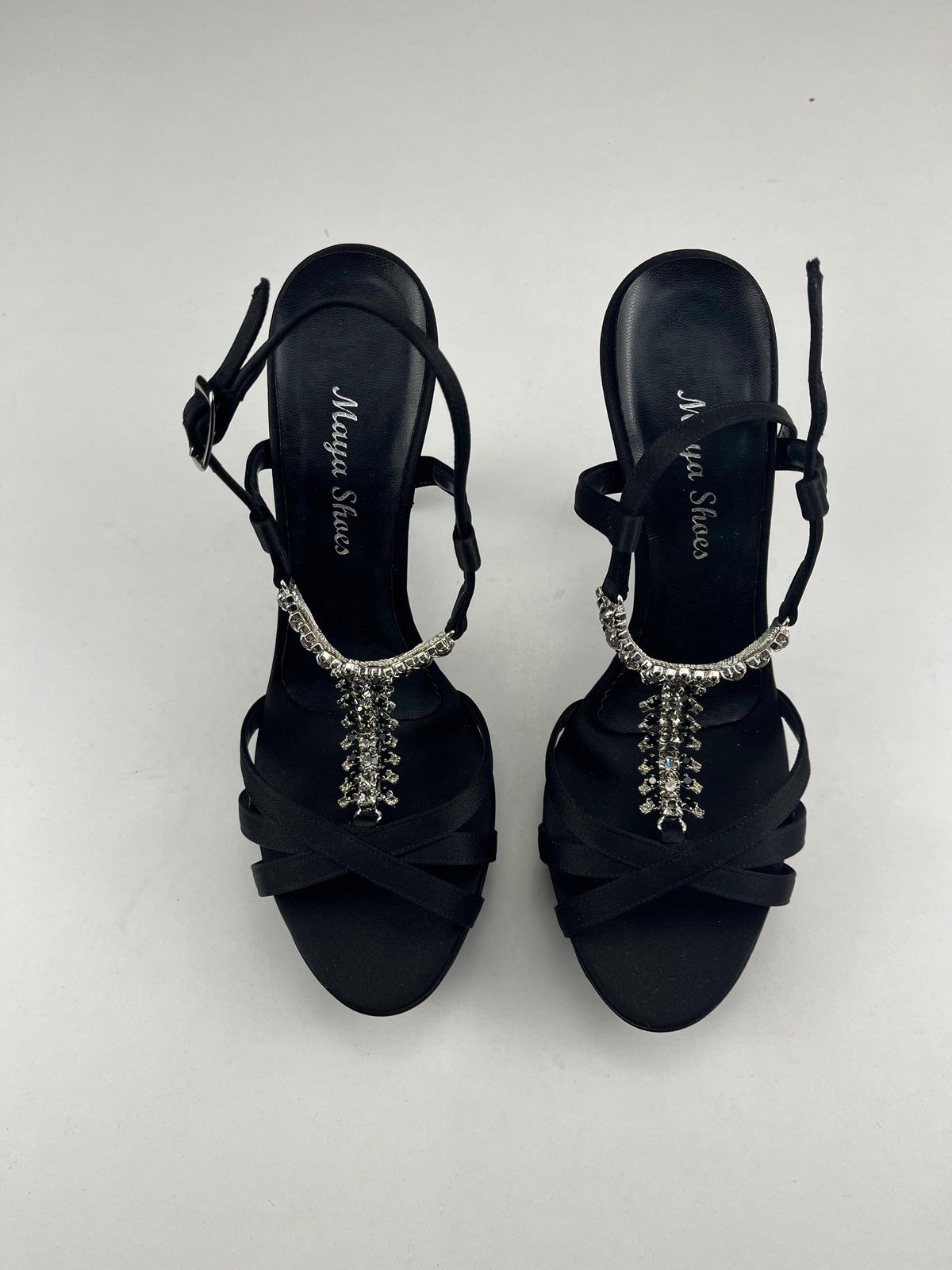 Le Beatrici scarpa aperta — raso nero — IlBotteghino