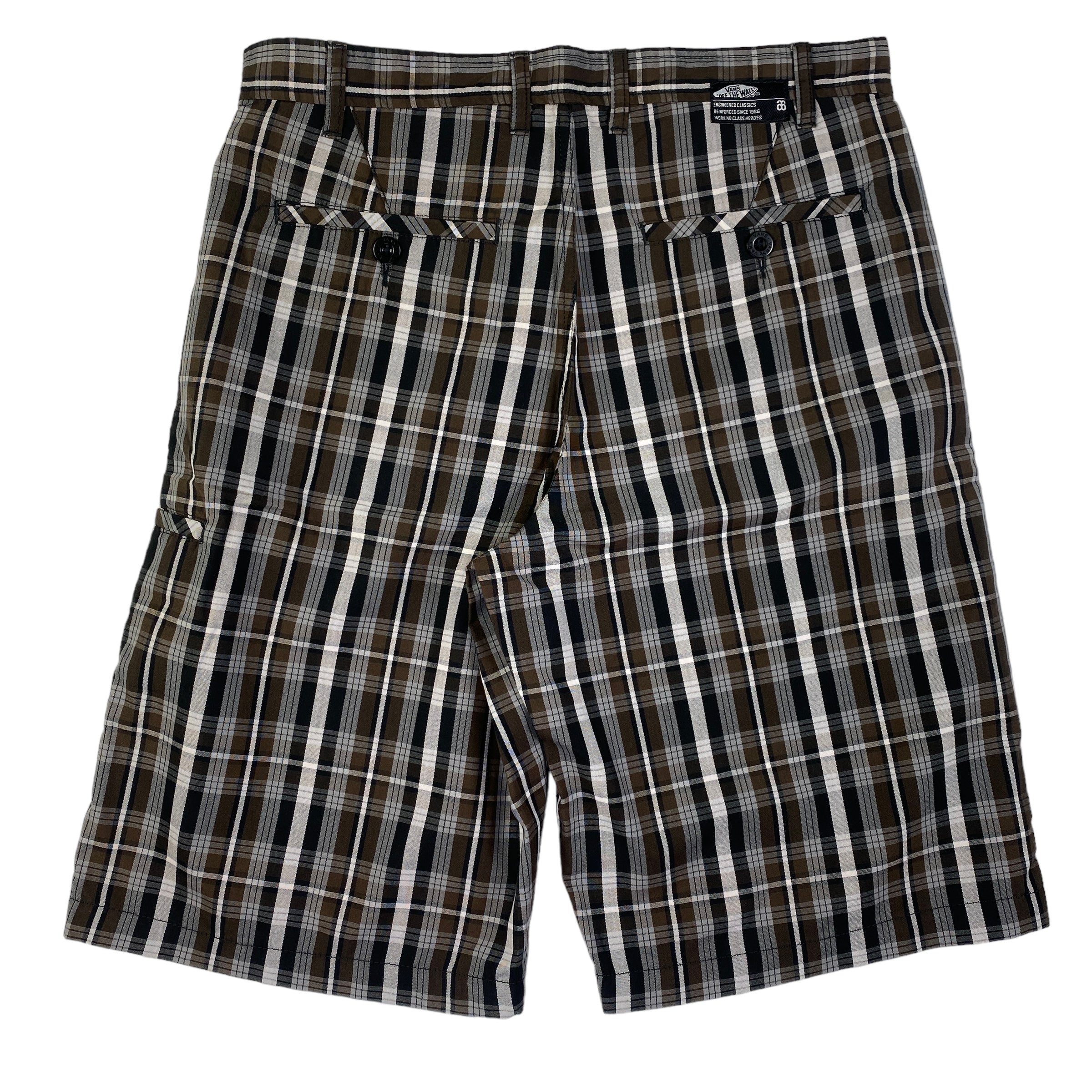Vans short quadri grigio/marrone — streetwear d'archivio — IlBotteghino