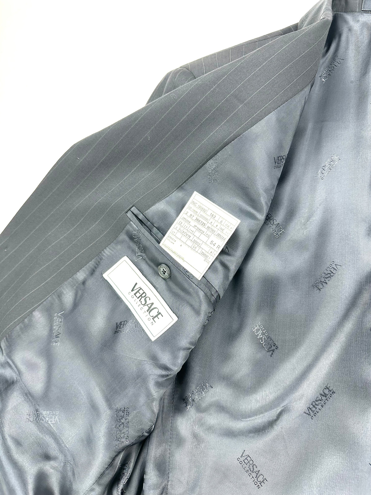 Fodera interna Versace Collection - dettaglio etichetta e tasca interna