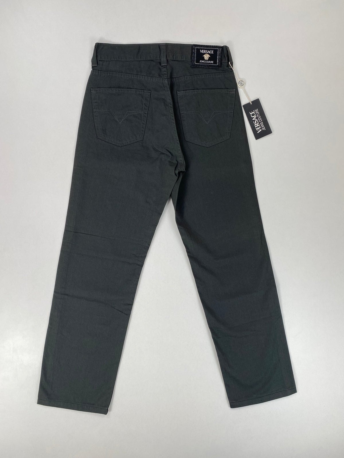 Versace Jeans Couture Jeans Vintage Anni '90 Verde Scuro Taglio Sigaretta con Medusa – foto 2 di 11