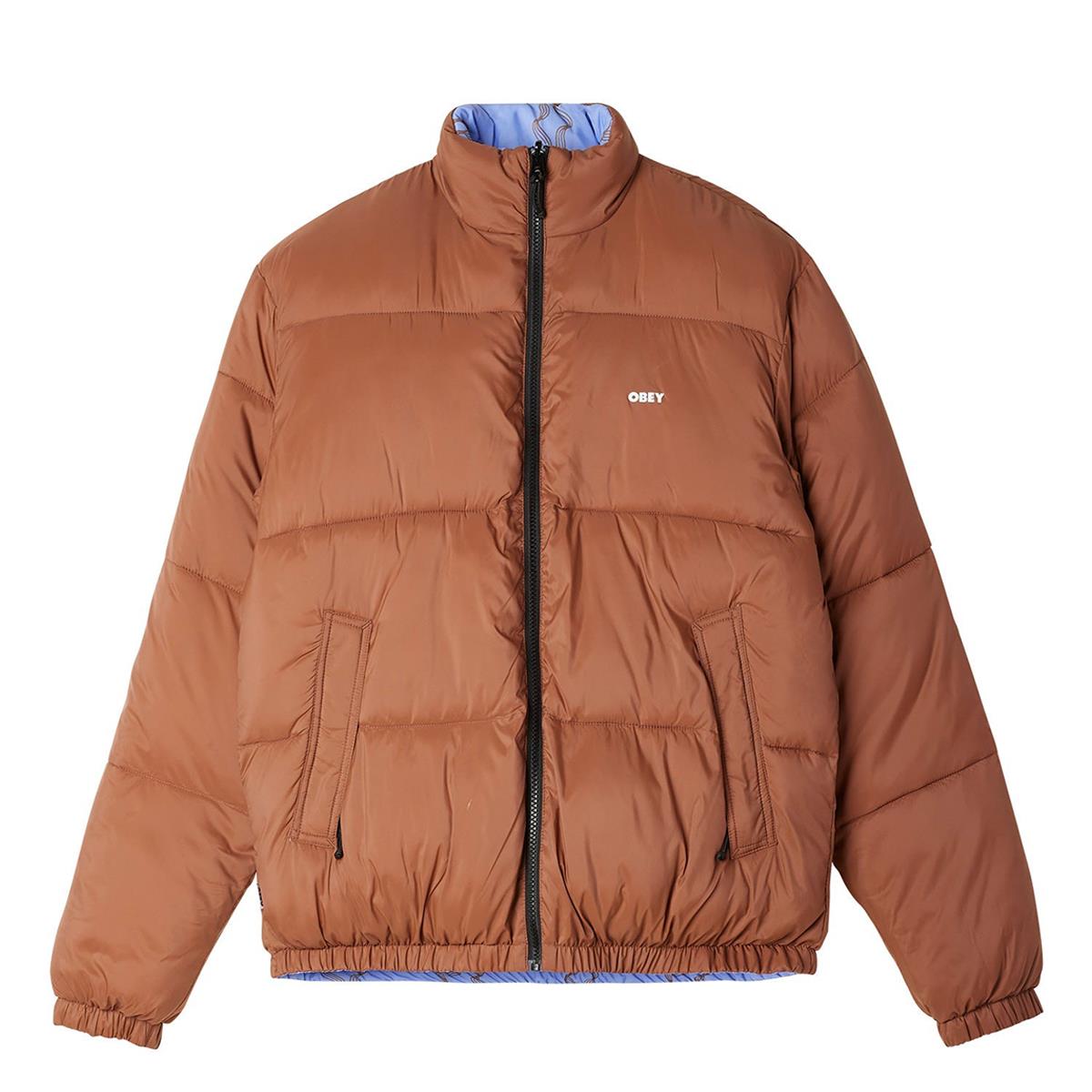 Giacca reversibile Obey Benny Puffer Burl Wood Multi, taglia M — IlBotteghino