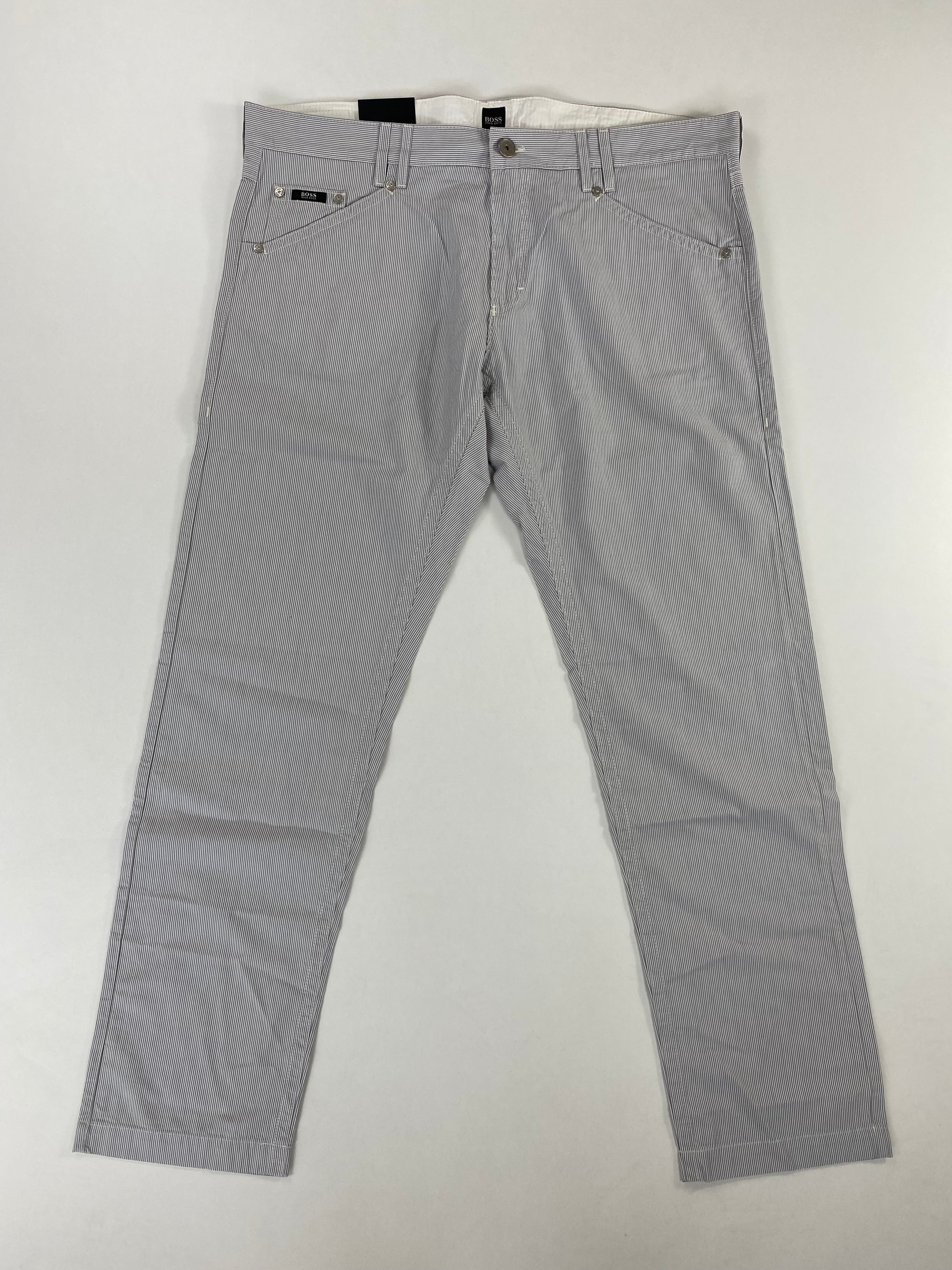 Pantalone Hugo Boss Michigan bianco a righe grigie, taglia 40US