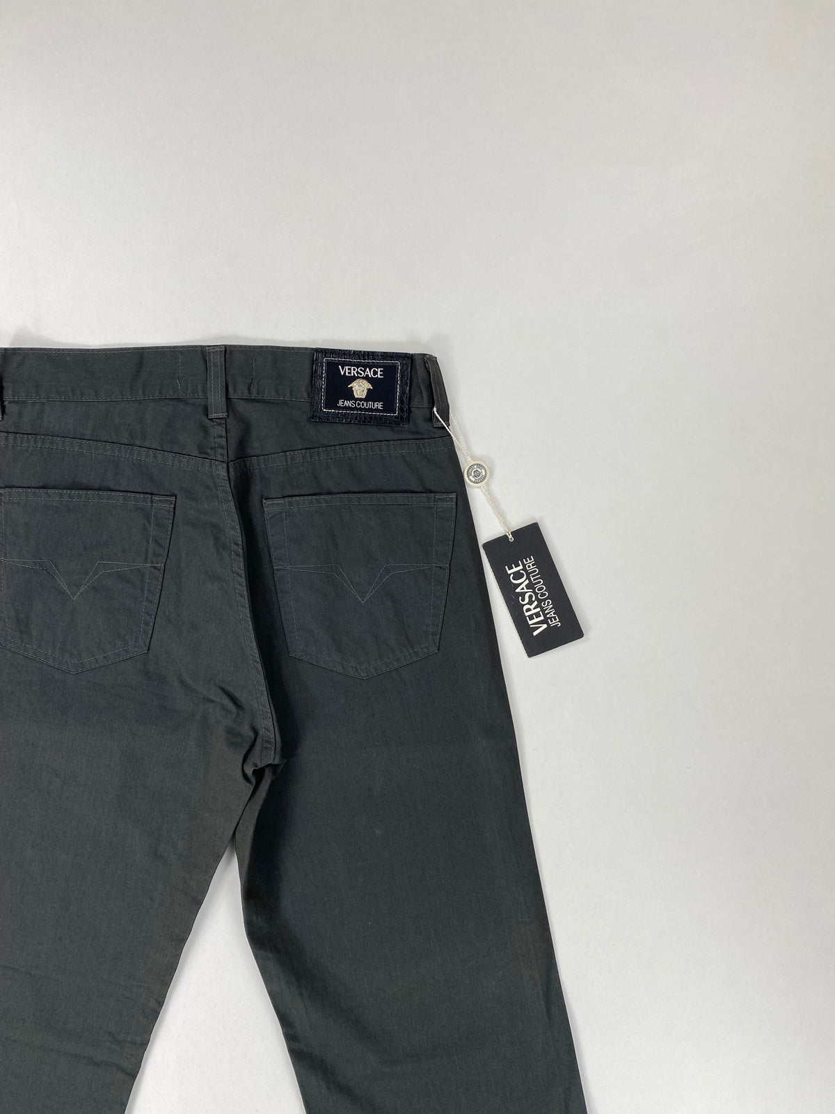 Versace Jeans Couture Jeans Vintage Anni '90 Verde Scuro Taglio Sigaretta con Medusa – foto 7 di 11