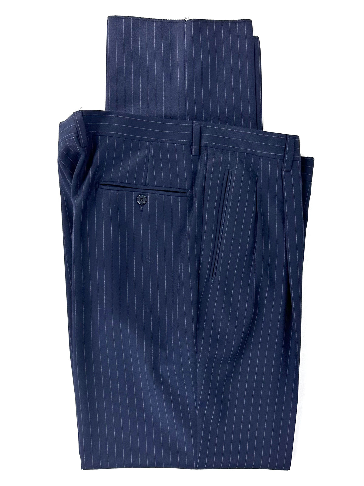 Pantalone Garrett's gessato piegato con tasca posteriore a filetto e bottone