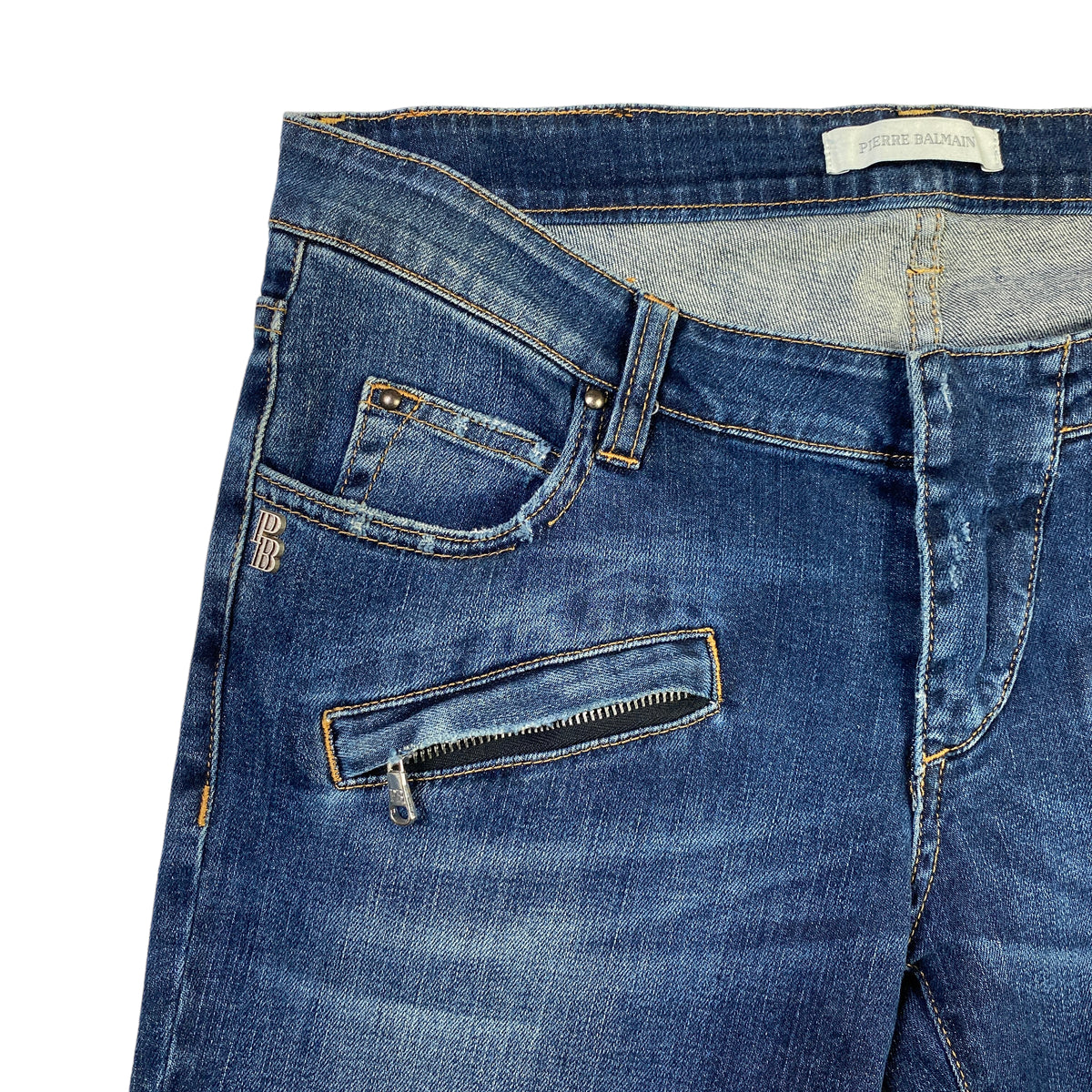 Jeans Pierre Balmain slim blu da donna, etichetta e composizione