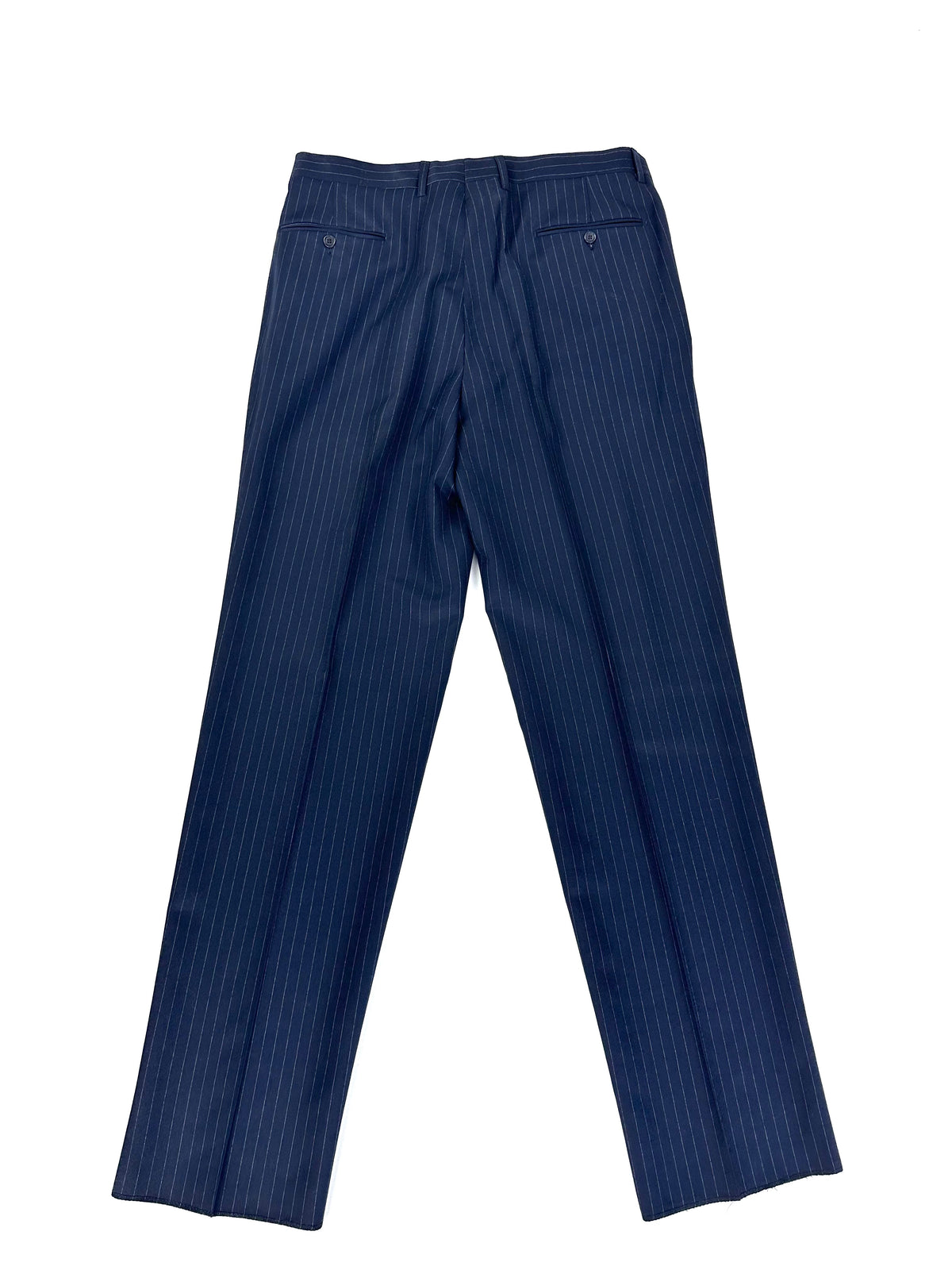 Pantalone del completo Garrett's blu gessato, vista frontale