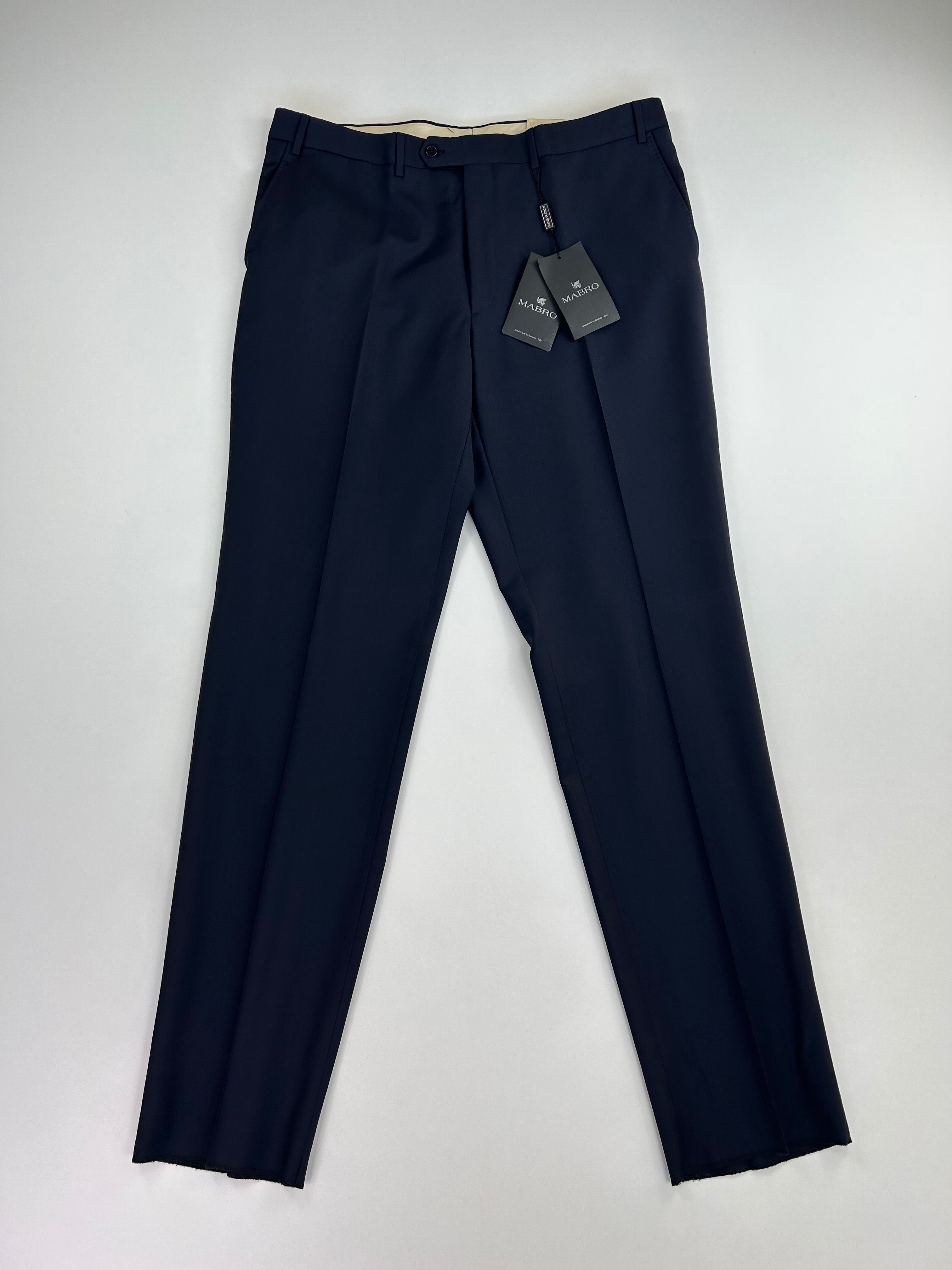 Pantalone sartoriale Mabro blu notte lana Tasmania, taglia IT 58 — IlBotteghino