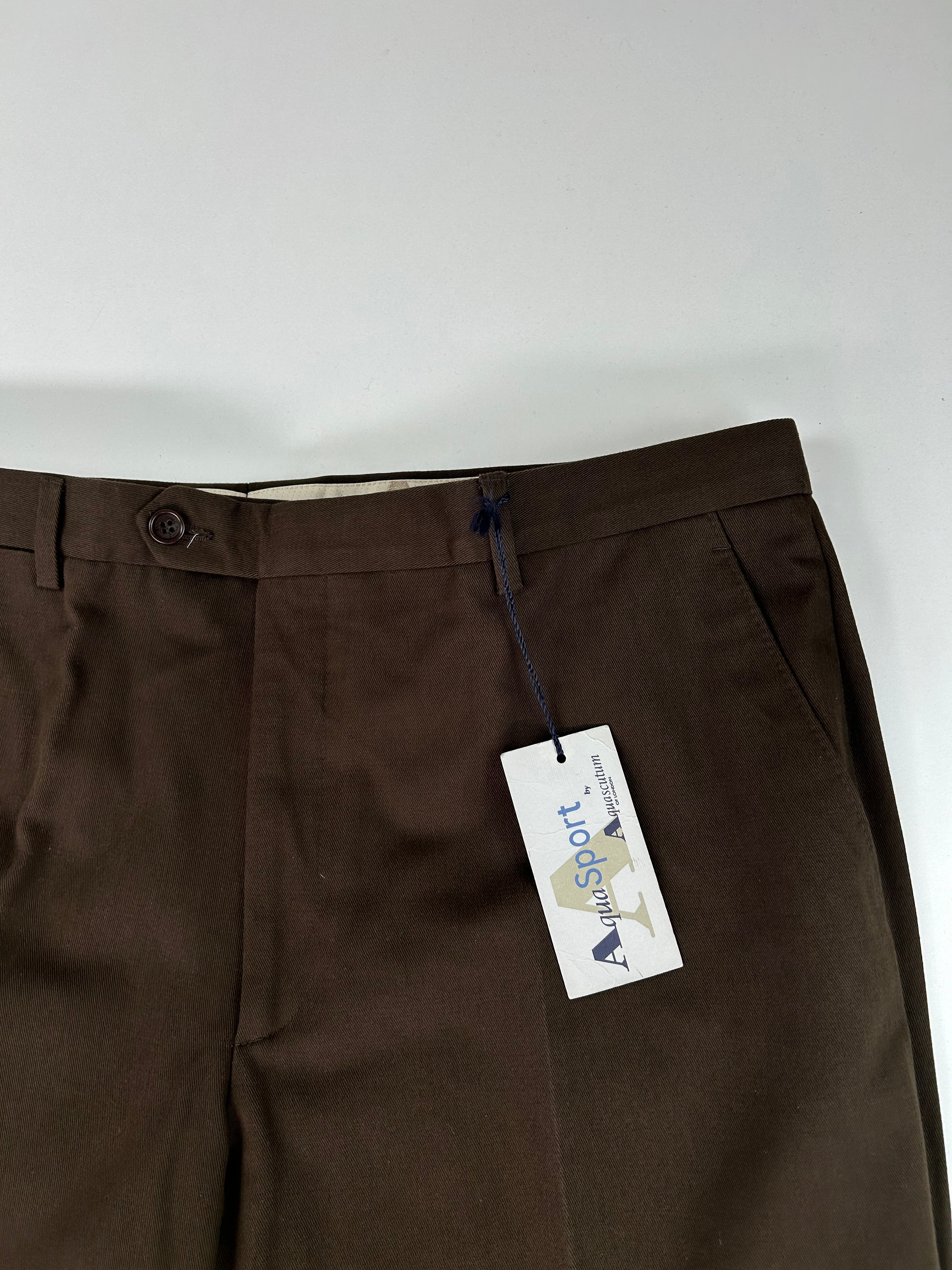 Aquascutum pantalone marrone — dettaglio tessuto — IlBotteghino