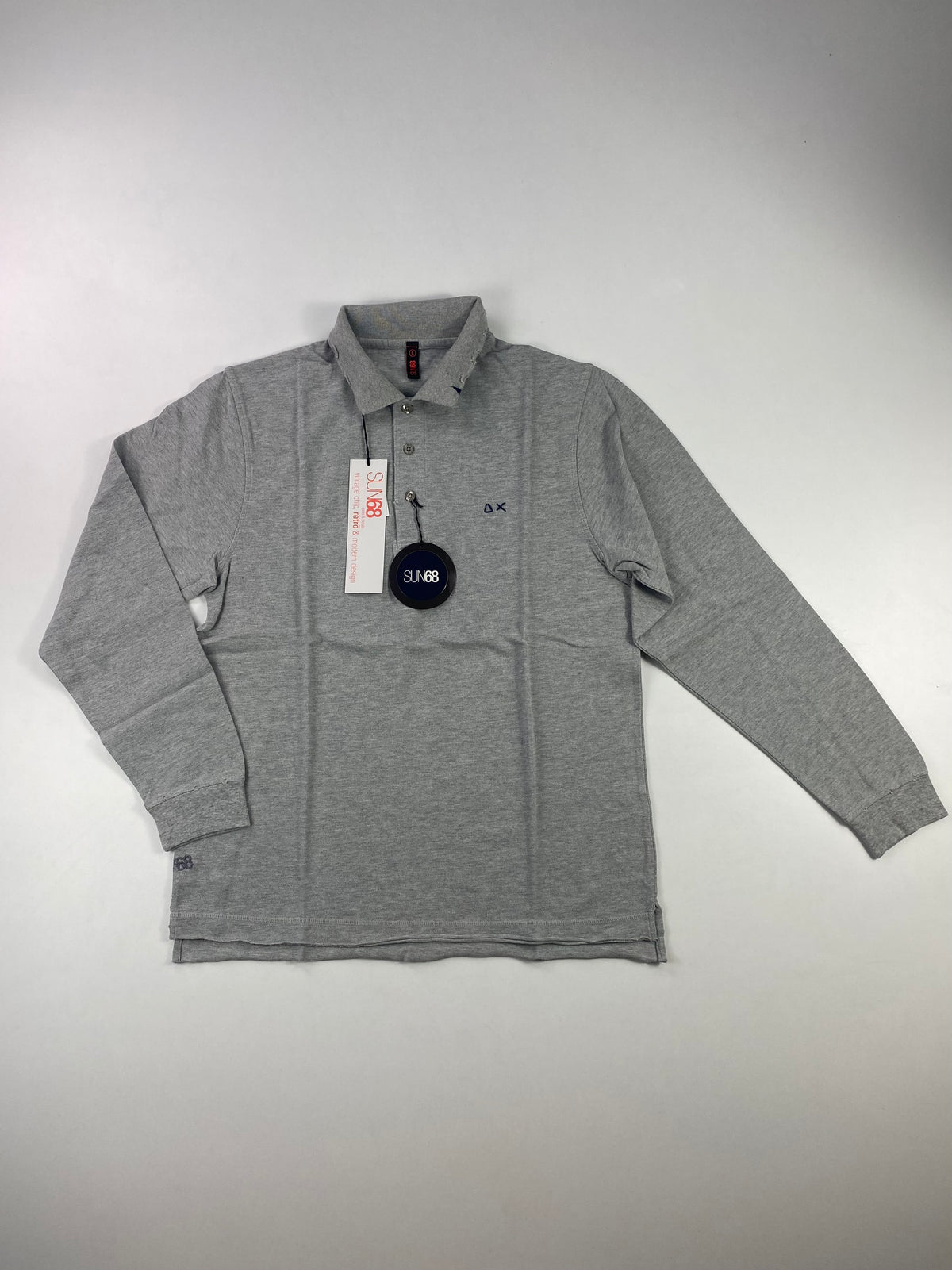 Polo Sun68 manica lunga grigio melange - Tg. L