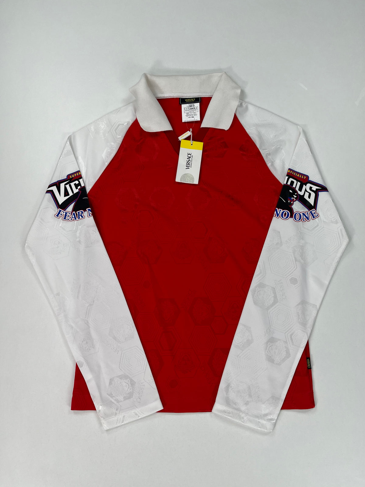 Versace Jeans Couture Polo Stile Maglia da Calcio Rossa e Bianca Jacquard Medusa "Vicious" – foto 1 di 10
