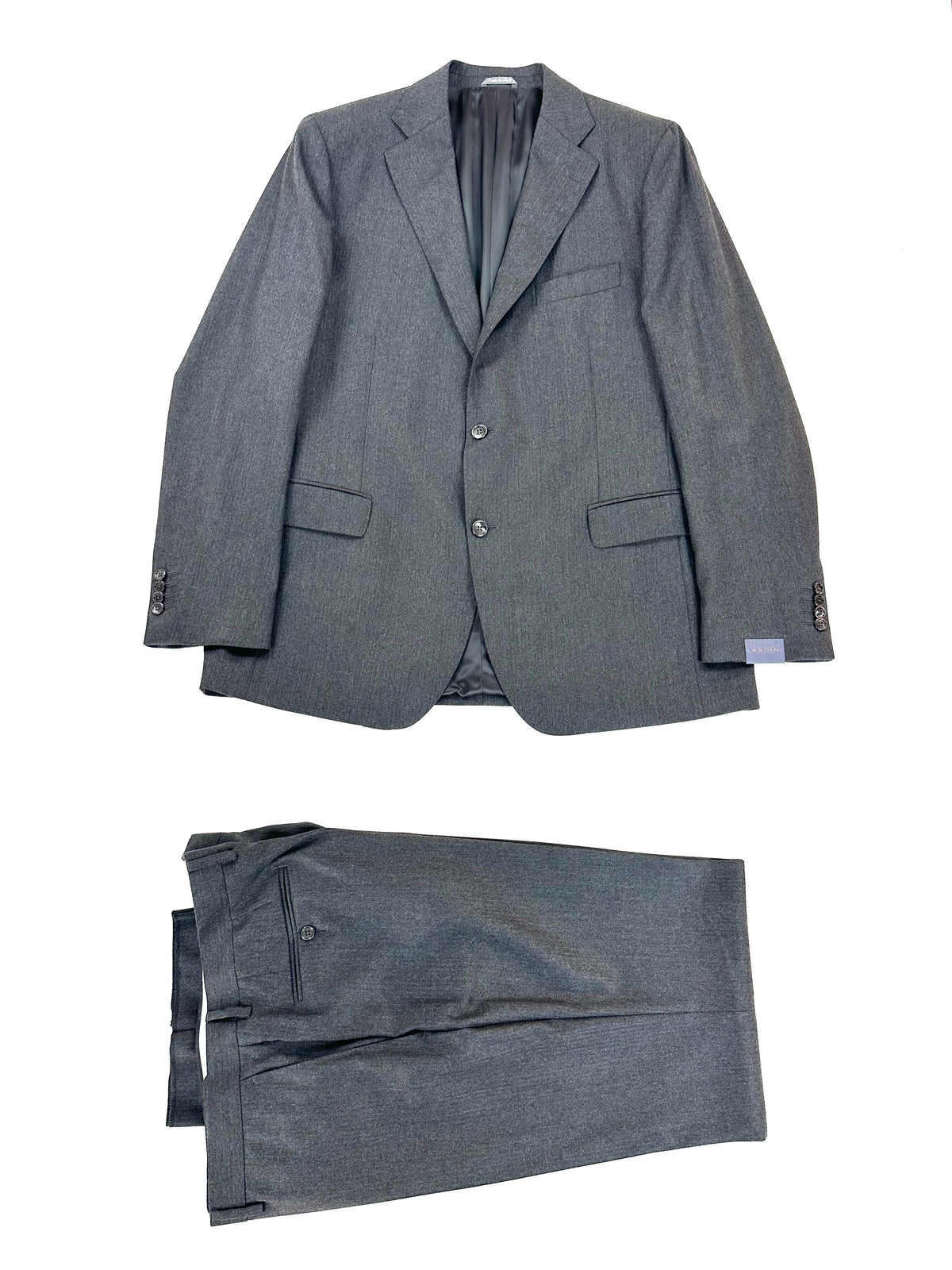 Completo Lardini grigio piegato, giacca e pantalone coordinati, taglia IT 56