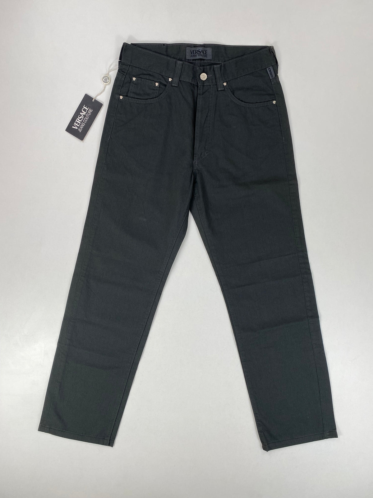 Versace Jeans Couture Jeans Vintage Anni '90 Verde Scuro Taglio Sigaretta con Medusa – foto 1 di 11