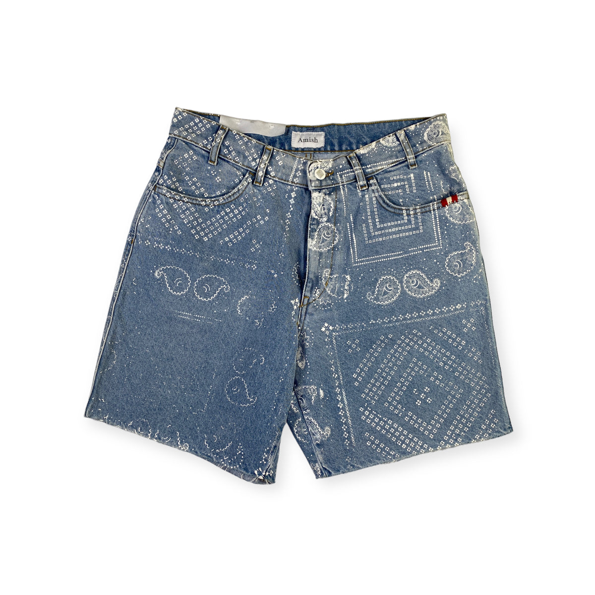 Jeans short Amish blu fantasia chicano, taglia US 29 — IlBotteghino