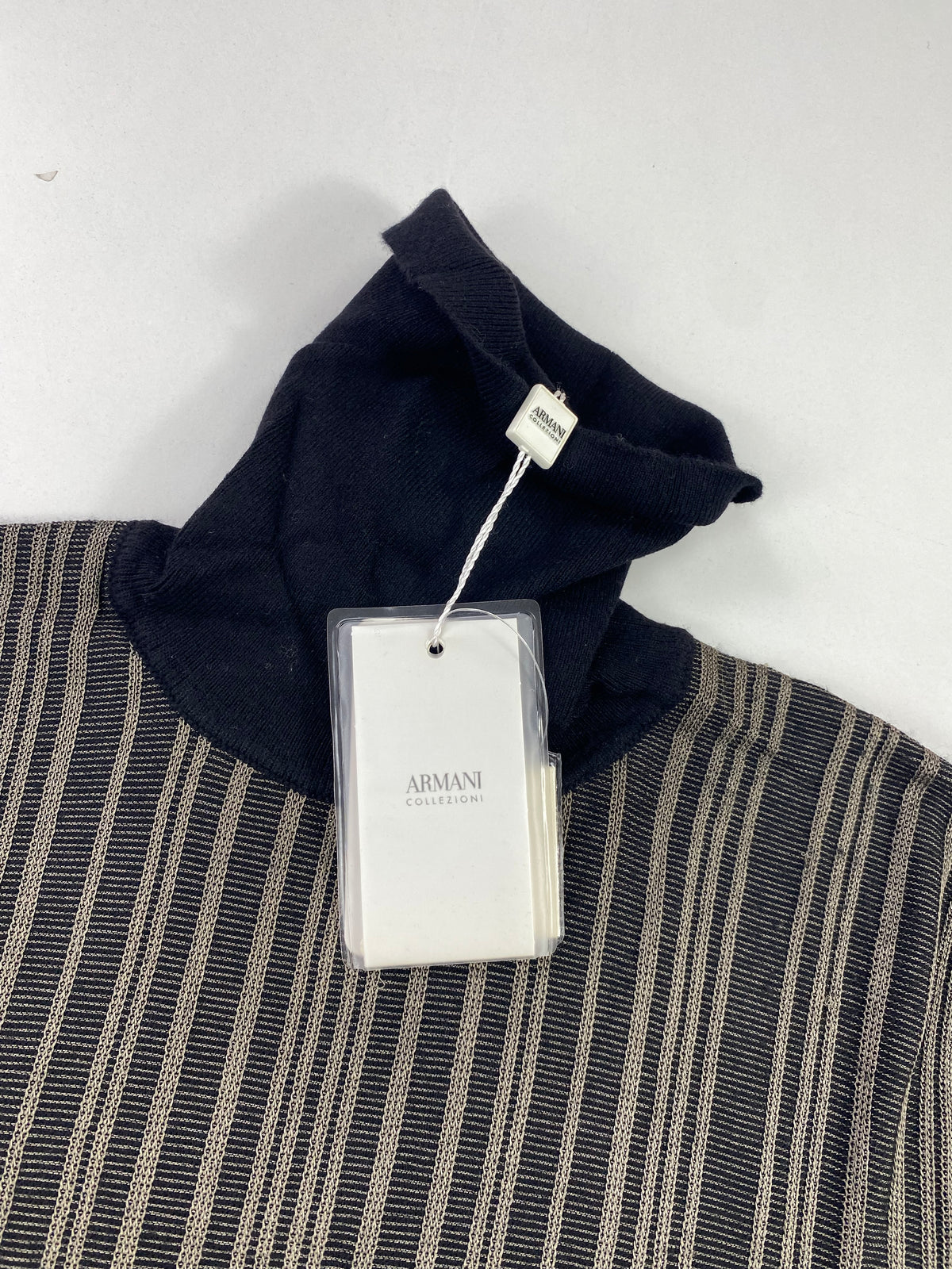 Dolcevita Armani Collezioni a coste righe nero e tortora - Tg. IT 52