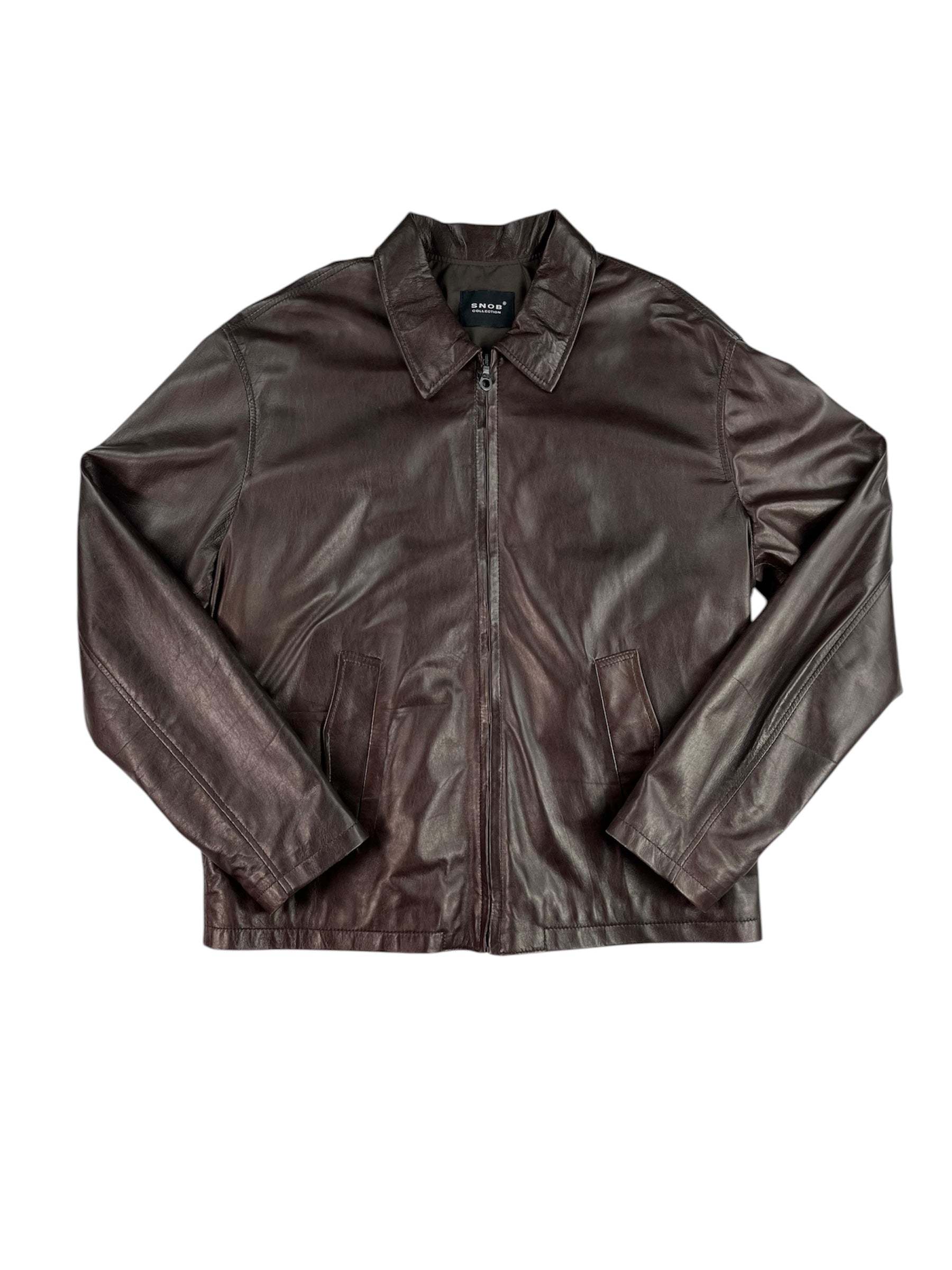 Giacca chiodo in pelle Snob Collection testa di moro, taglie L-3XL — IlBotteghino