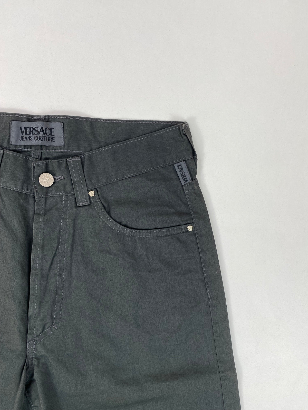 Versace Jeans Couture Jeans Vintage Anni '90 Verde Scuro Taglio Sigaretta con Medusa – foto 4 di 11