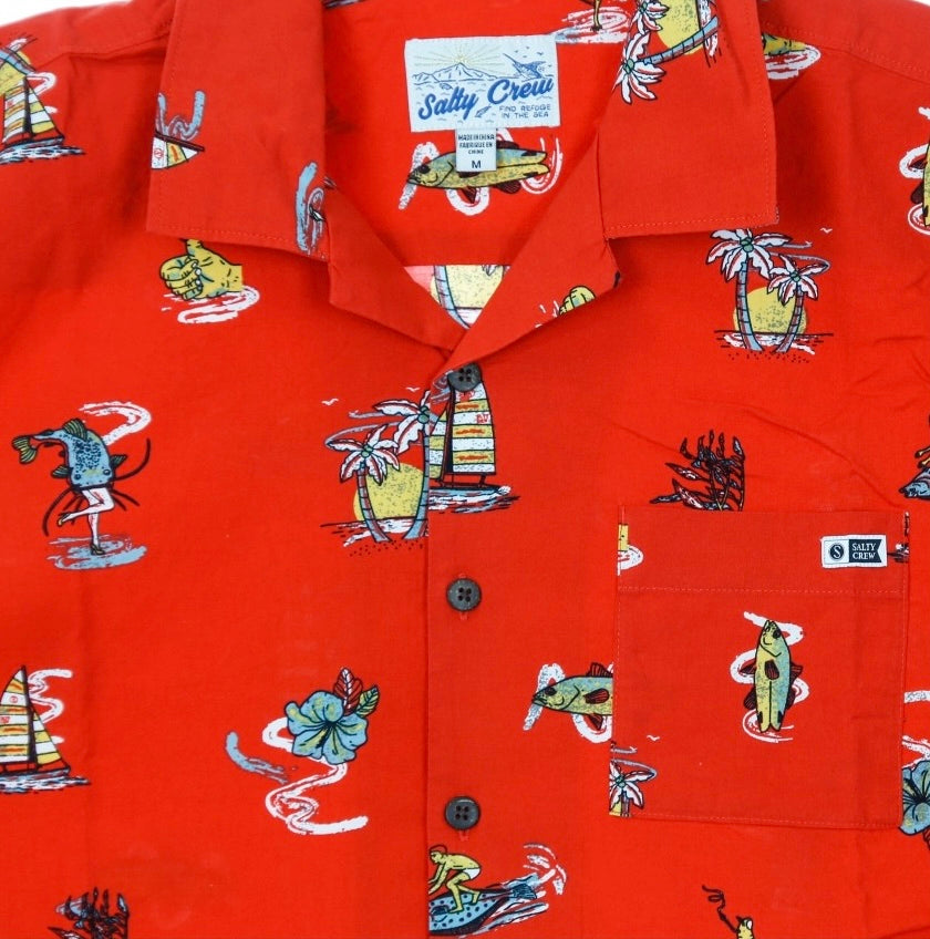 Salty Crew camicia Island Daze rossa — pezzo unico d'archivio — IlBotteghino