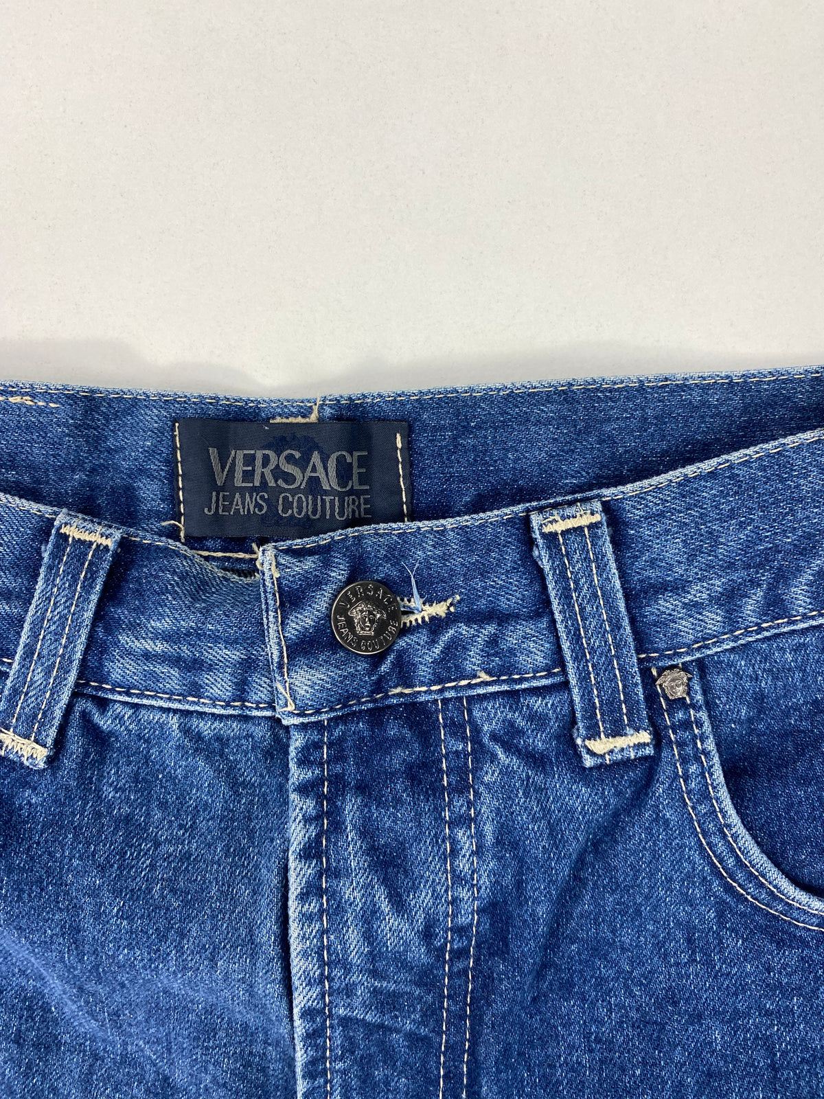 Versace Jeans Couture Jeans Vintage Anni '90 Vita Alta Blu con Medusa – foto 4 di 10
