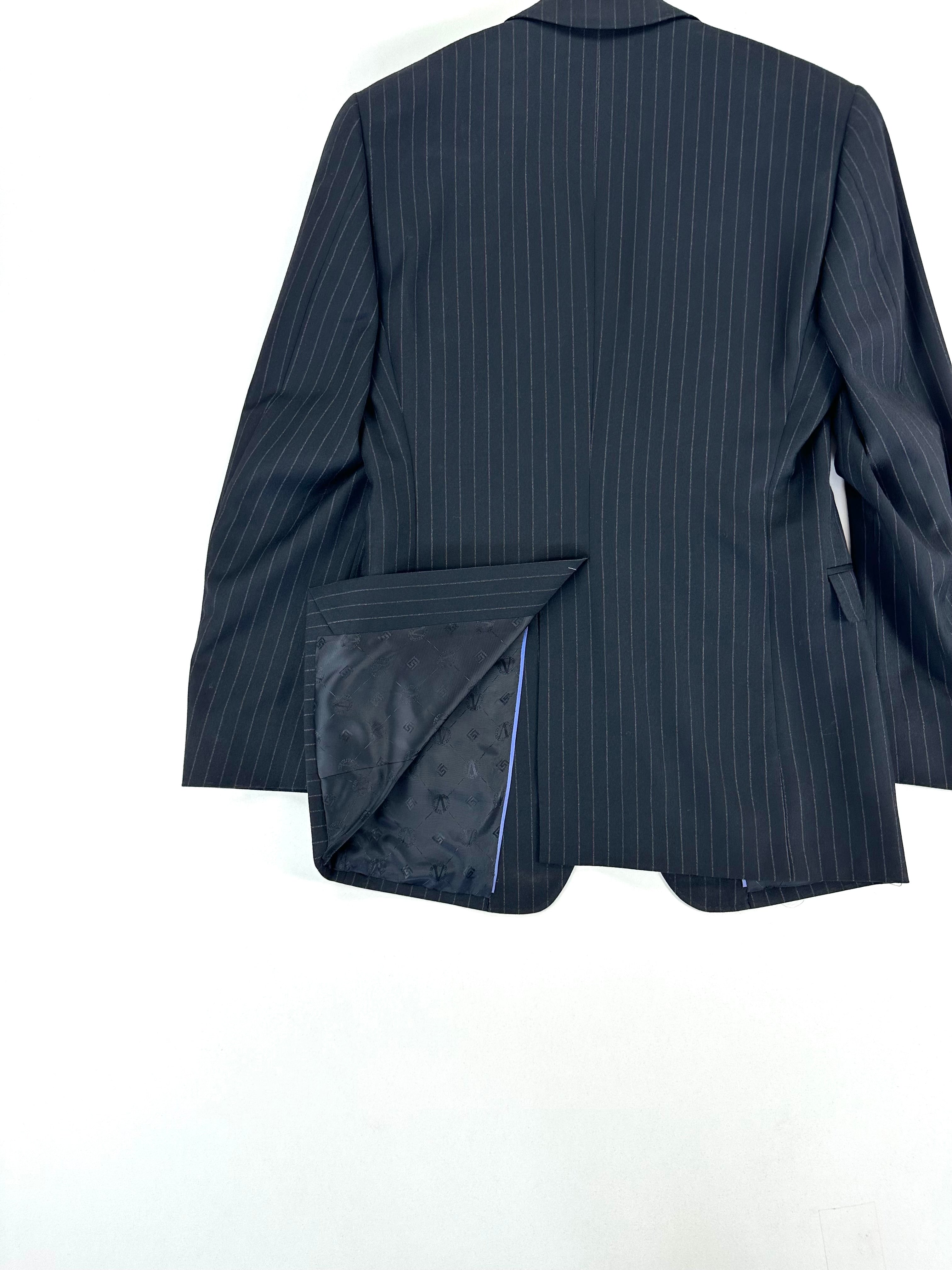 Giacca Versace Collection nera gessata - dettaglio spalla