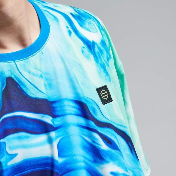 Dolly Noire t-shirt Blaster blu — dettaglio logo cucito — IlBotteghino