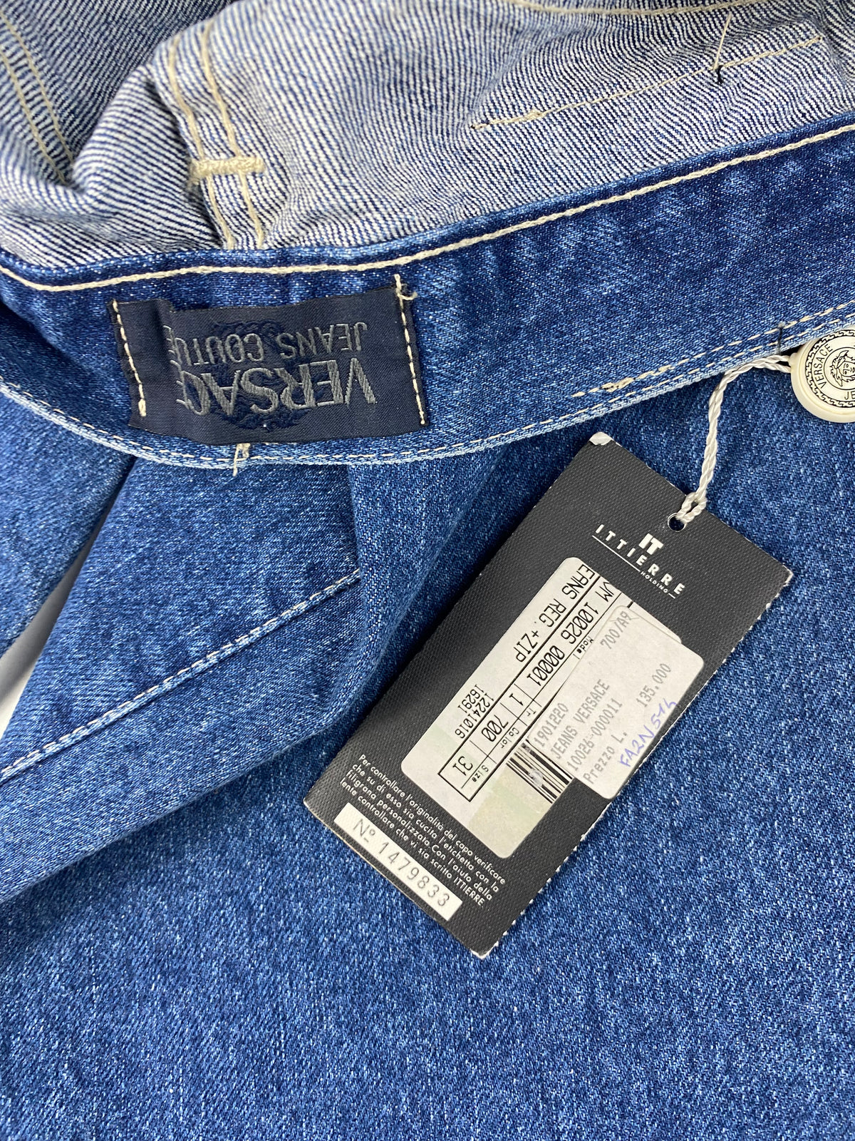 Versace Jeans Couture Jeans Vintage Anni '90 Vita Alta Blu con Medusa – foto 10 di 10