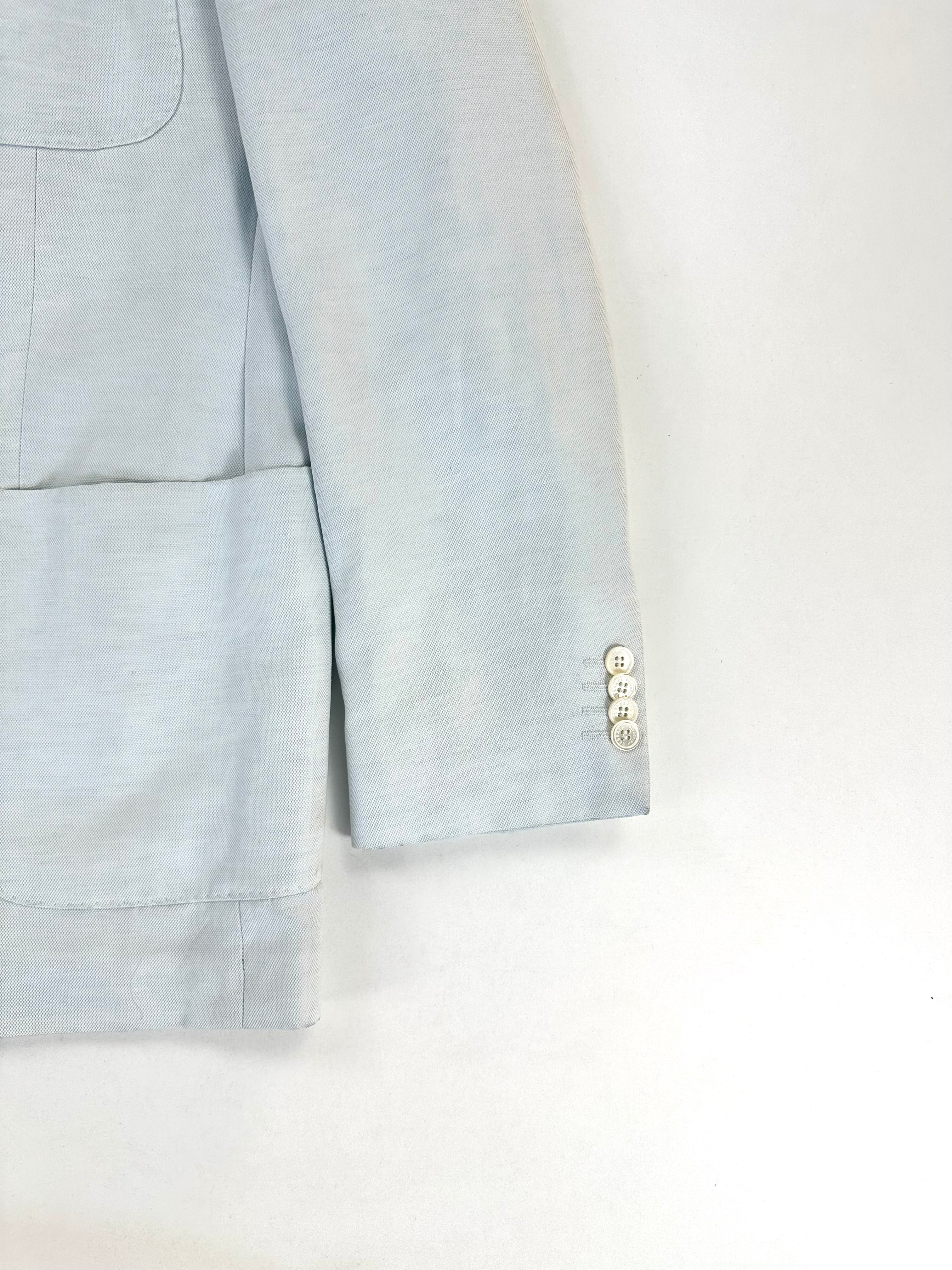 Giacca Versace Collection azzurra monopetto 3 bottoni - dettaglio revers
