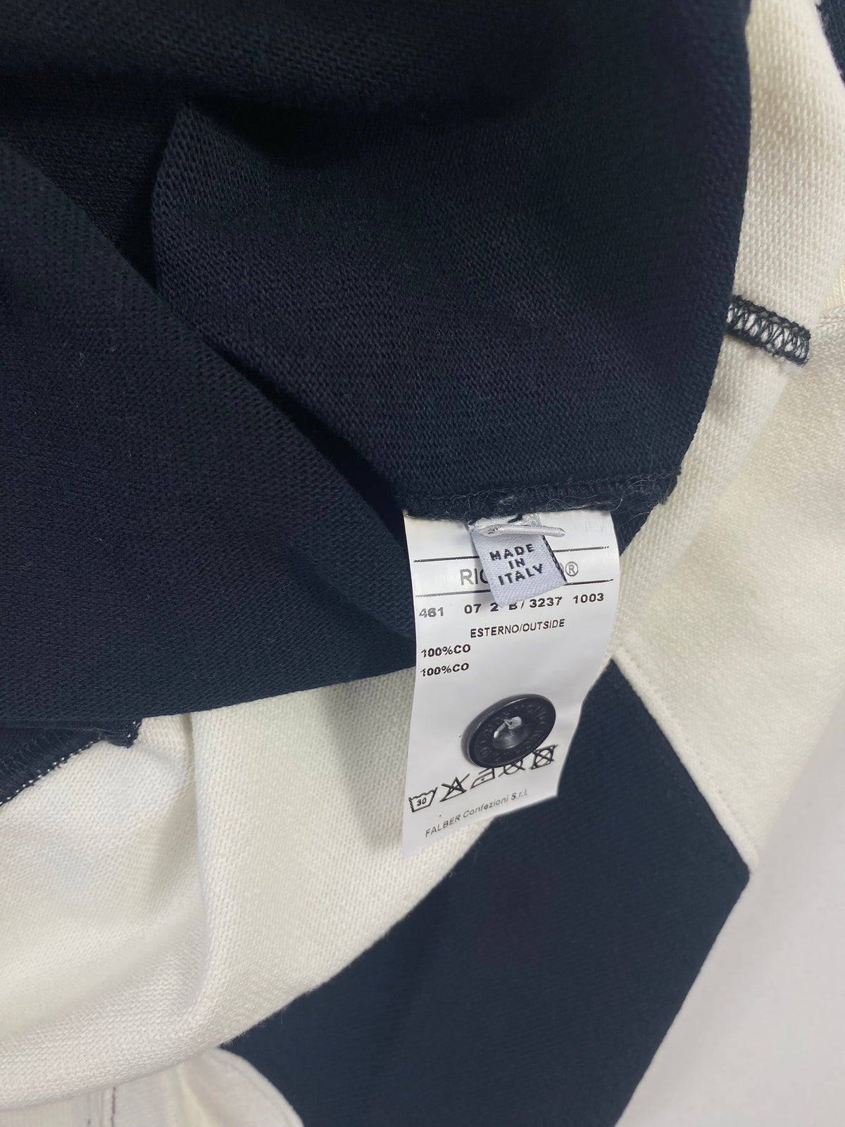 Polo rugby Richmond Black Flag righe bianche e nere - Tg. L