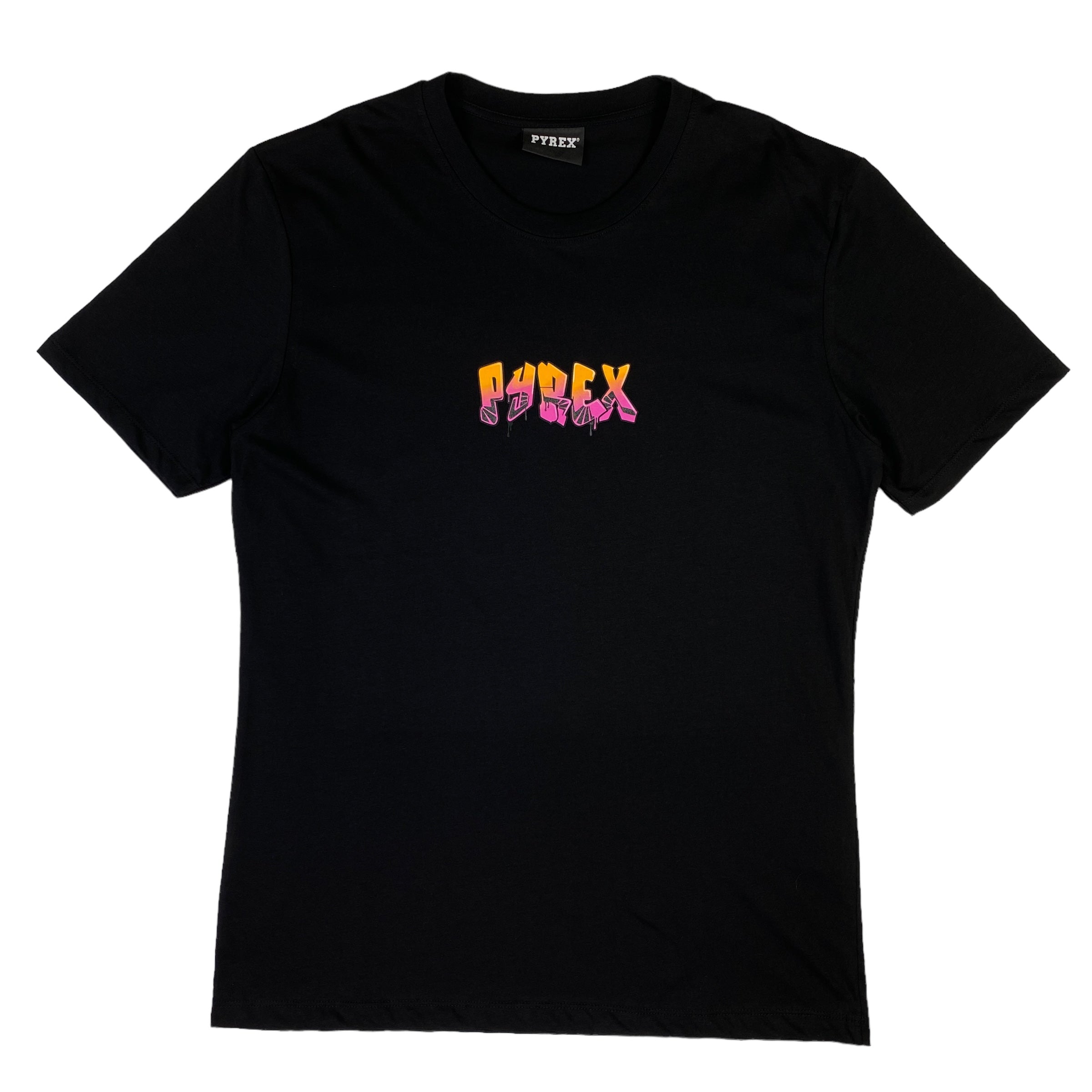 T-shirt Pirex nera scritta multicolore, taglia XL — IlBotteghino