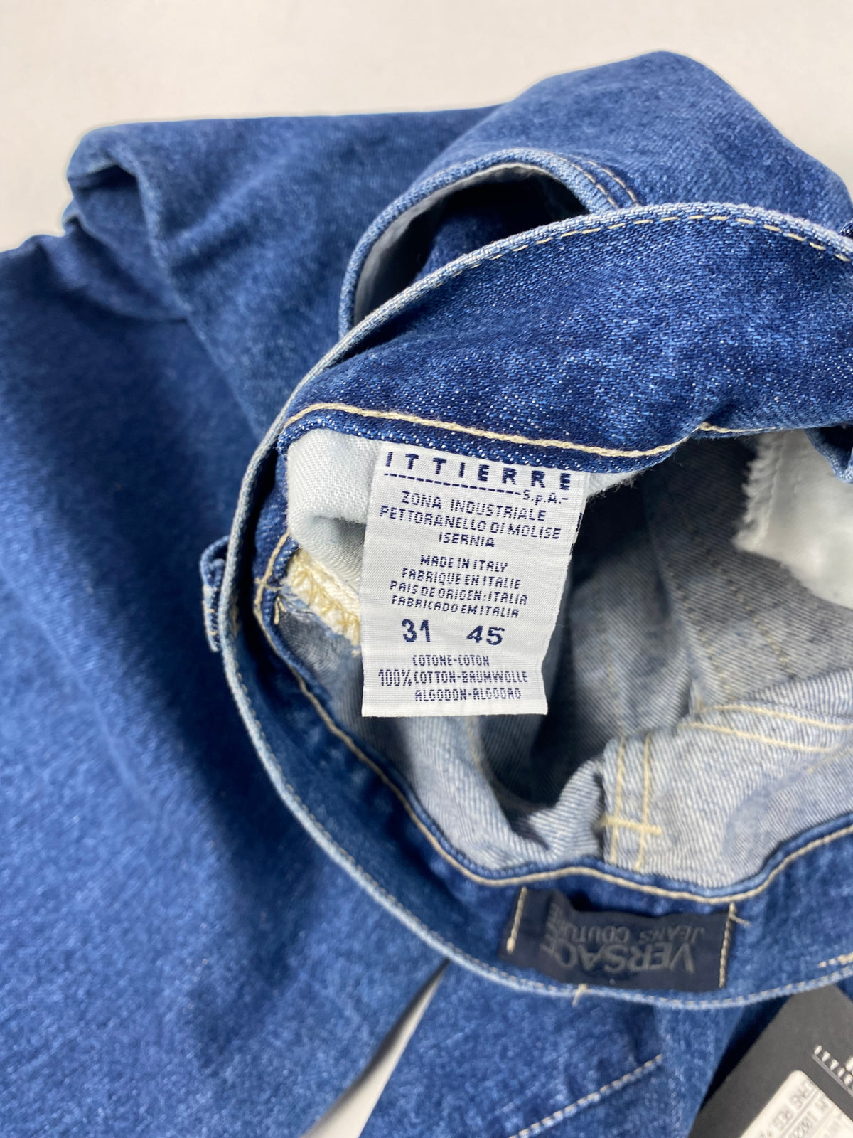 Versace Jeans Couture Jeans Vintage Anni '90 Vita Alta Blu con Medusa – foto 9 di 10