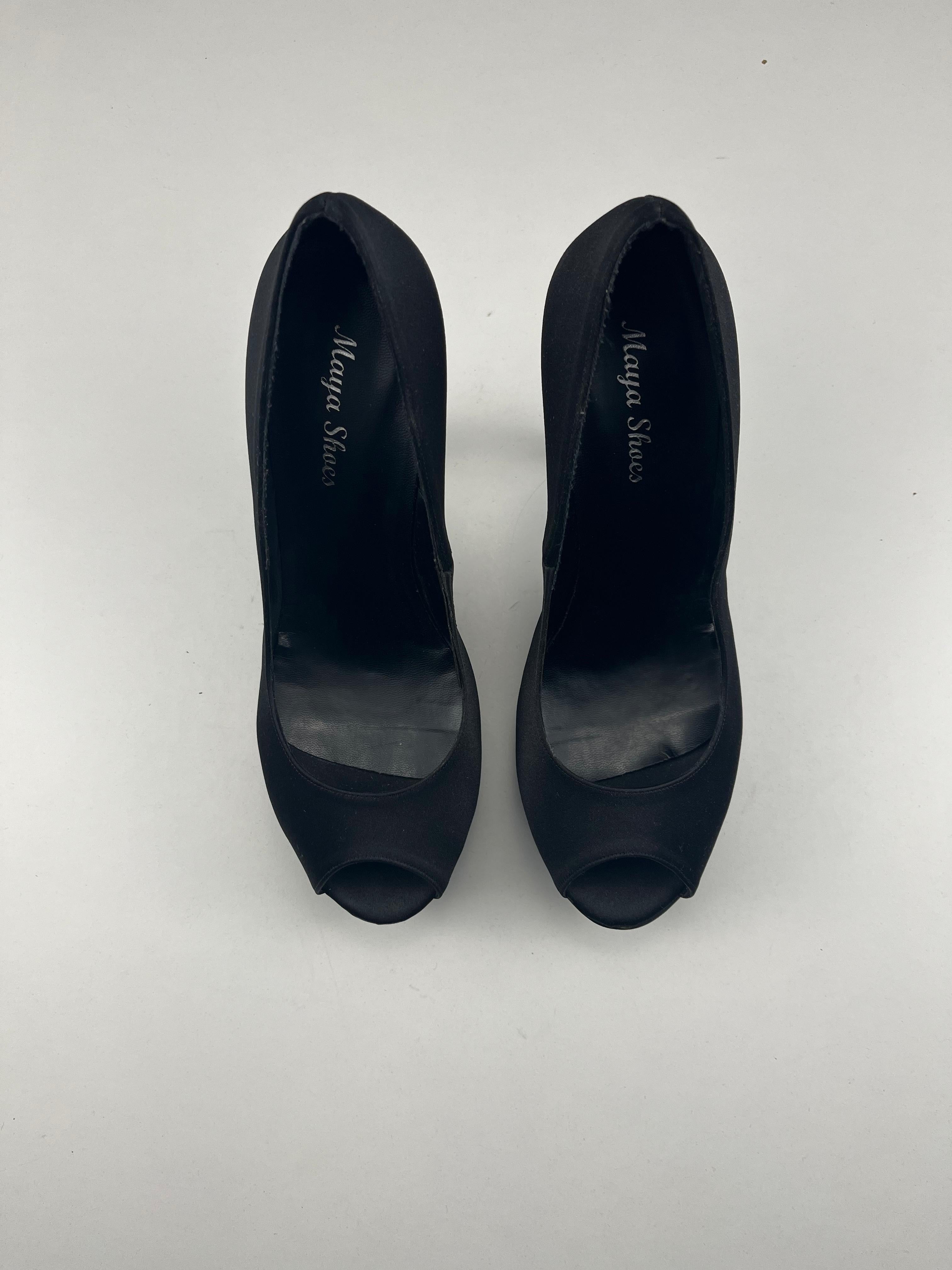 Le Beatrici scarpa — raso nero Made in Italy — IlBotteghino