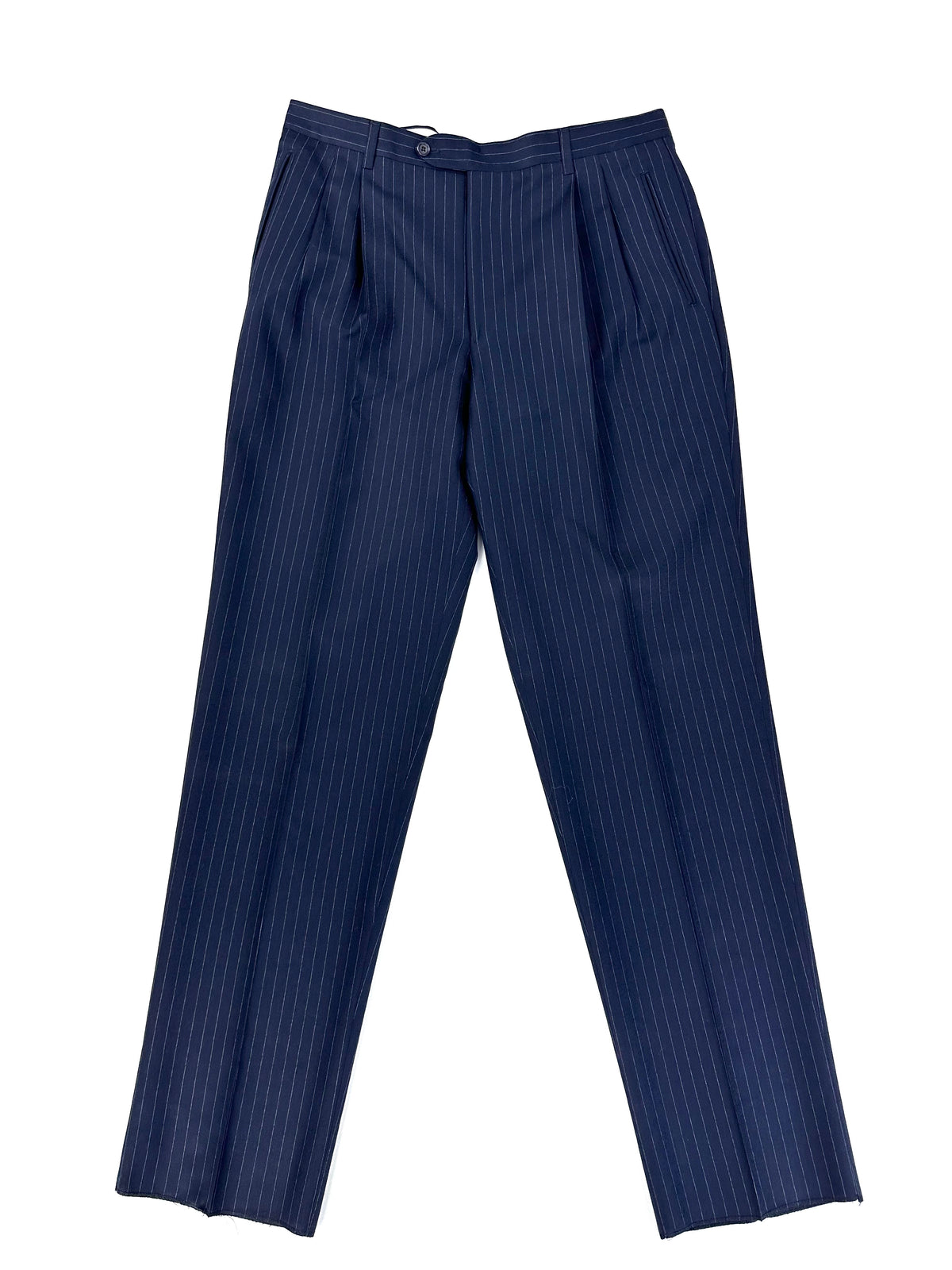Pantalone Garrett's blu navy gessato steso per intero