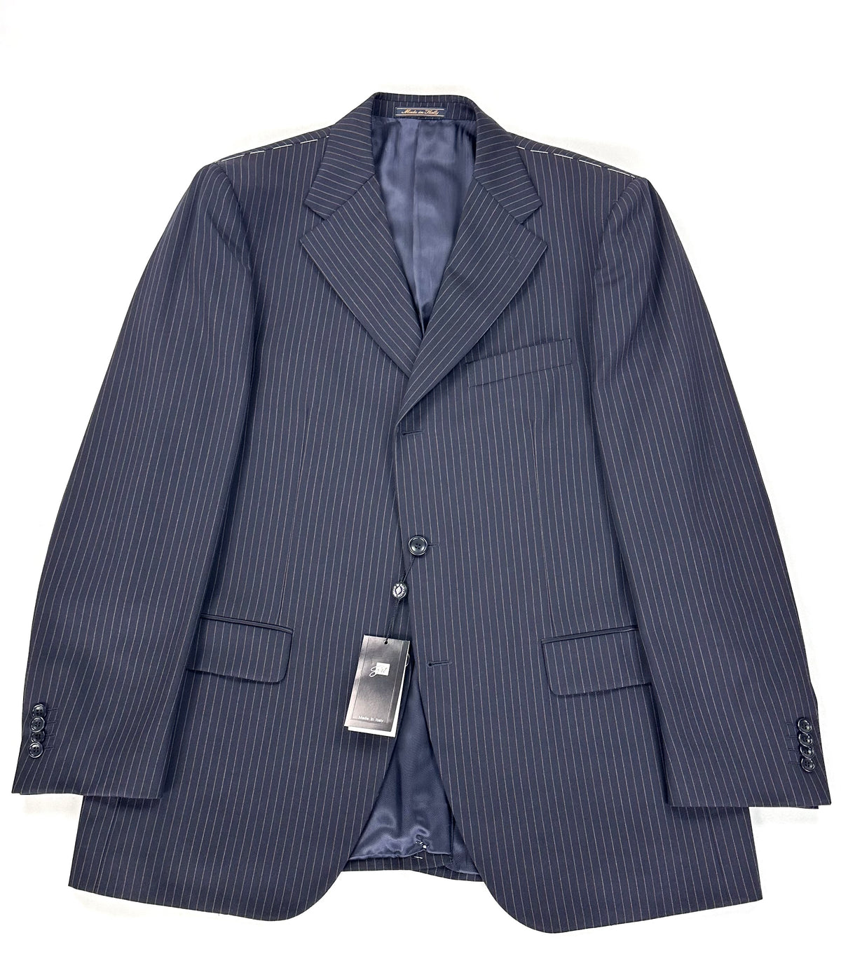 Giacca Garrett's blu navy gessato monopetto tre bottoni, vista frontale