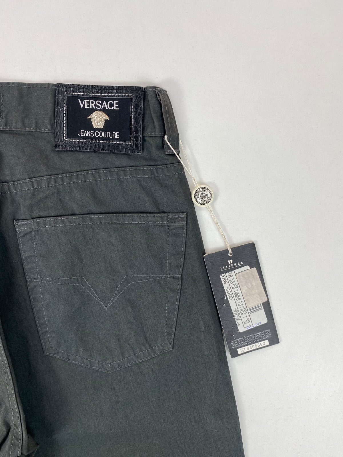 Versace Jeans Couture Jeans Vintage Anni '90 Verde Scuro Taglio Sigaretta con Medusa – foto 8 di 11