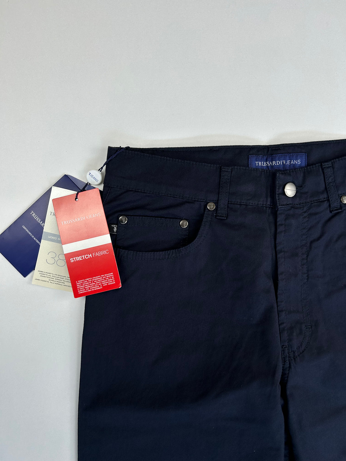Trussardi Jeans blu scuro — dettaglio denim — IlBotteghino