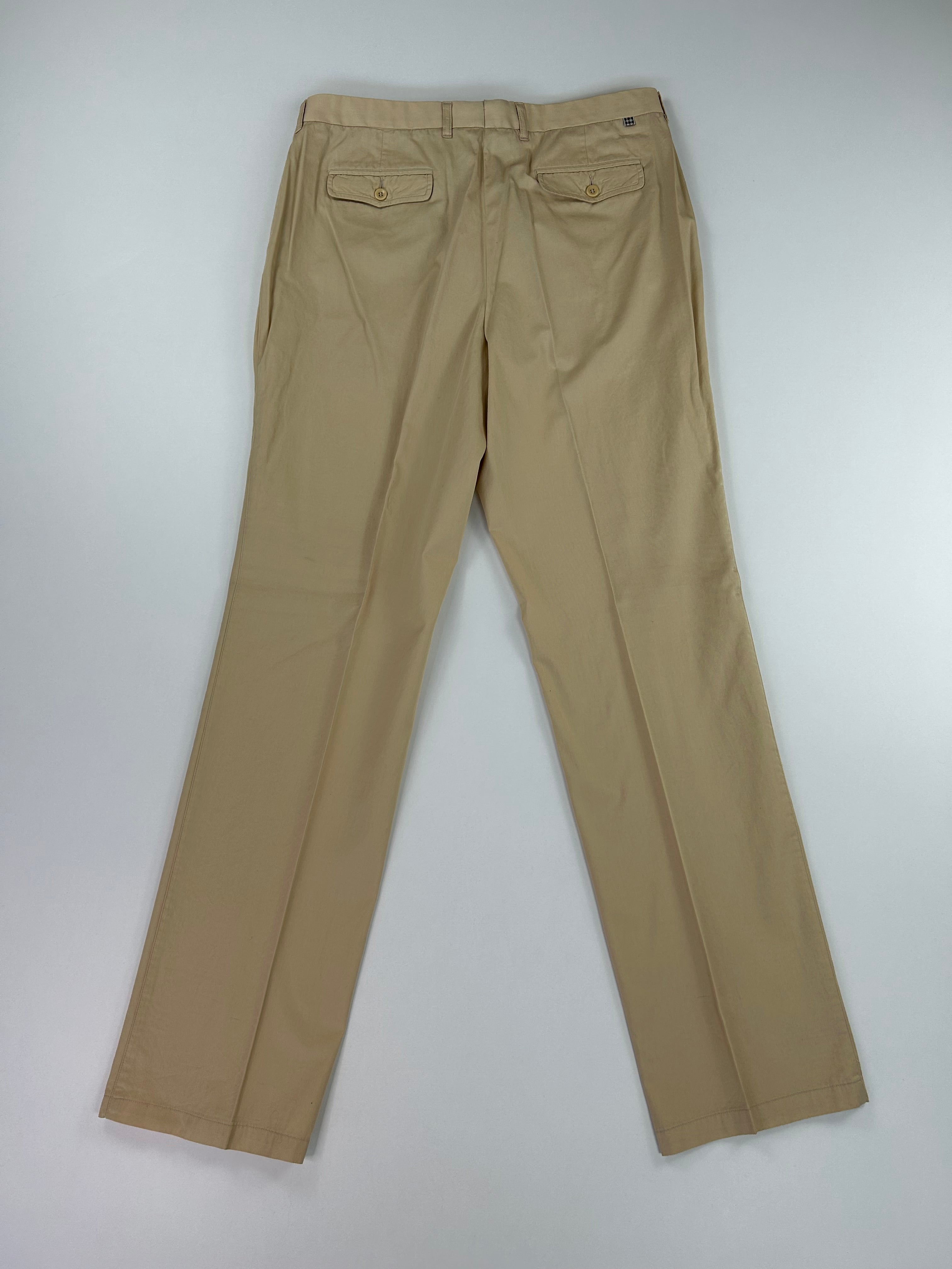 Aquascutum Pantalone Uomo Beige 100% Cotone Taglia 54 Made in Italy