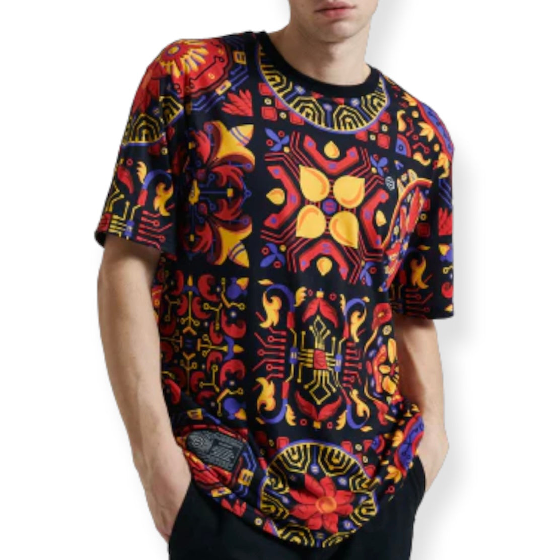 T-shirt Dolly Noire Maioliche Rosse pattern, taglie L e XL — IlBotteghino