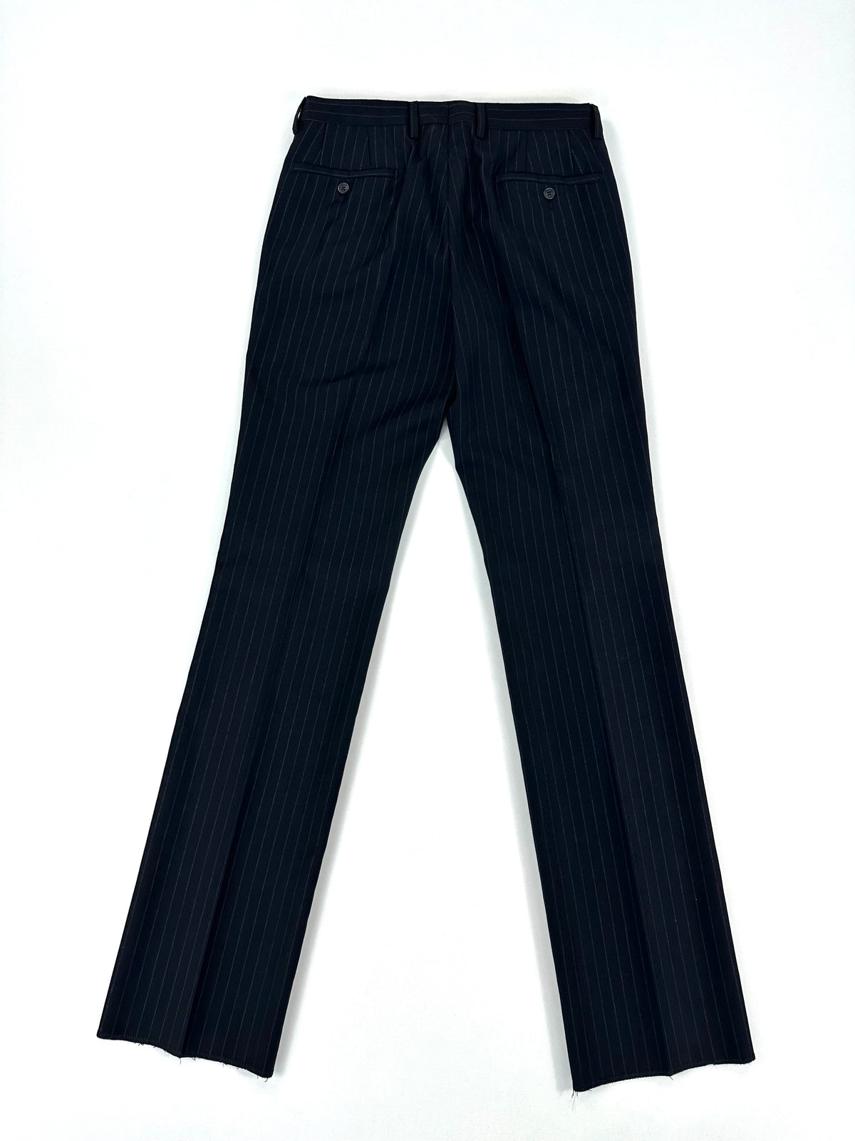 Pantalone Versace Collection nero gessato - dettaglio vita e chiusura