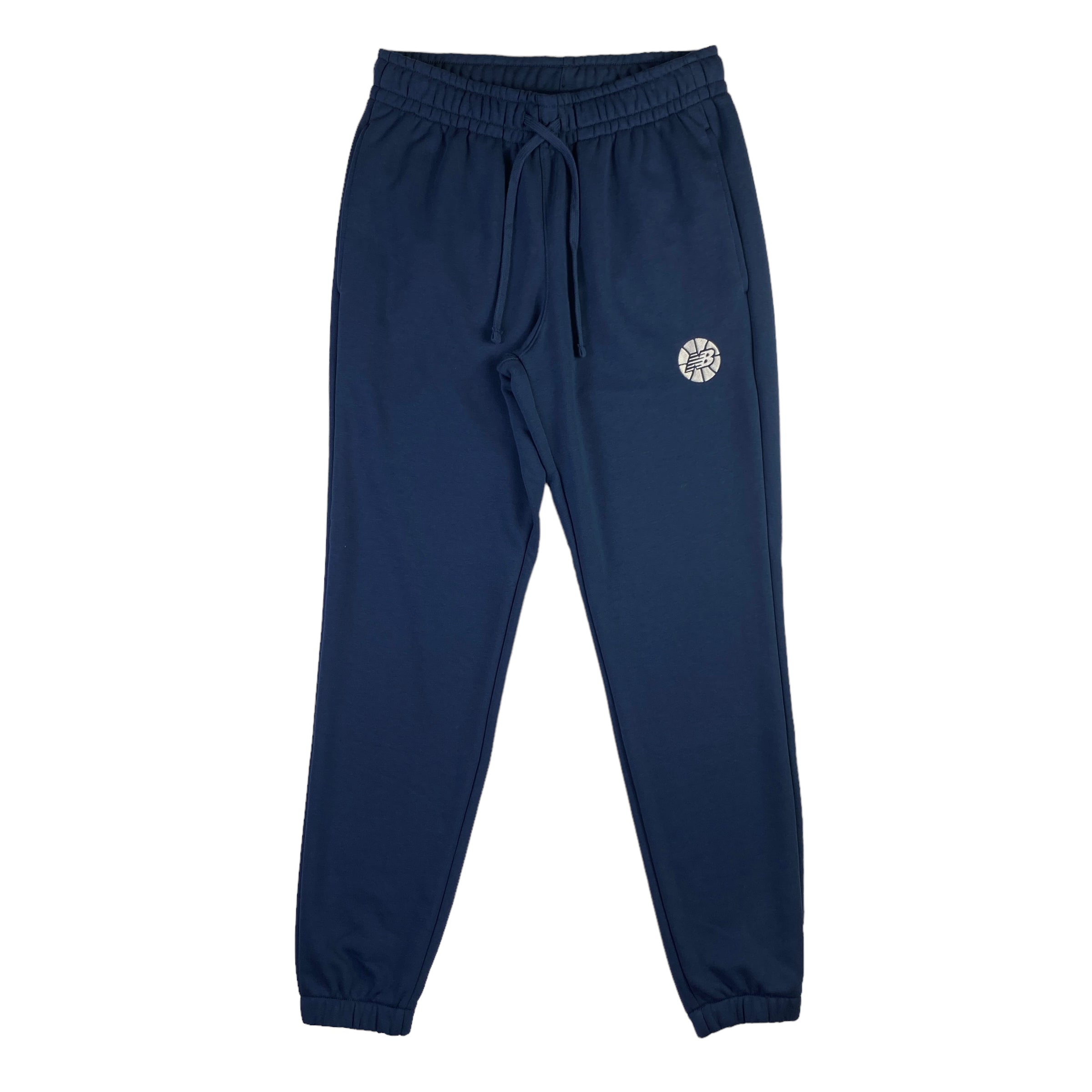 Pantaloni tuta New Balance blu logo palla da basket, taglia S — IlBotteghino