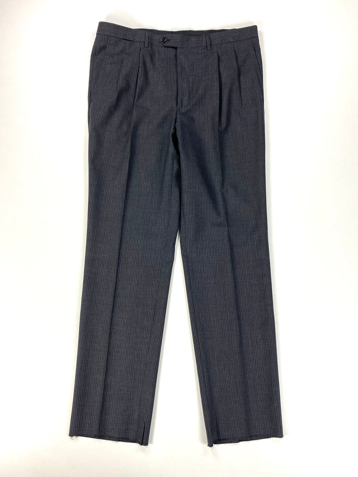 Pantalone Garrett's grigio a gessato stretto, vista frontale intera