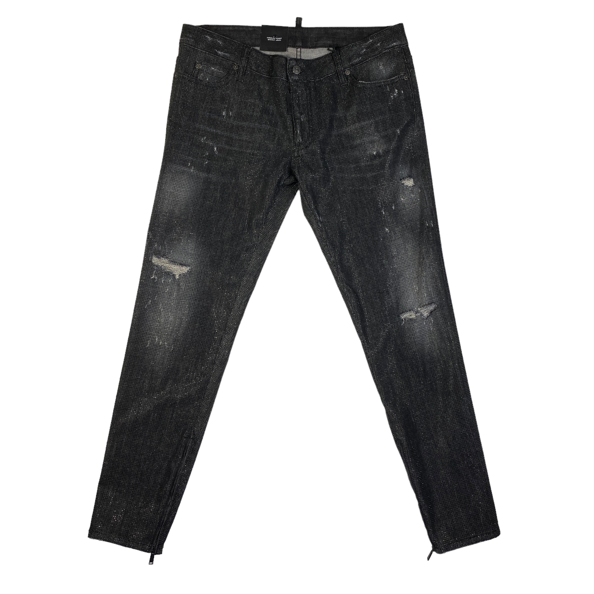 Jeans Dsquared2 Skinny neri con strass, taglia IT 46 — IlBotteghino