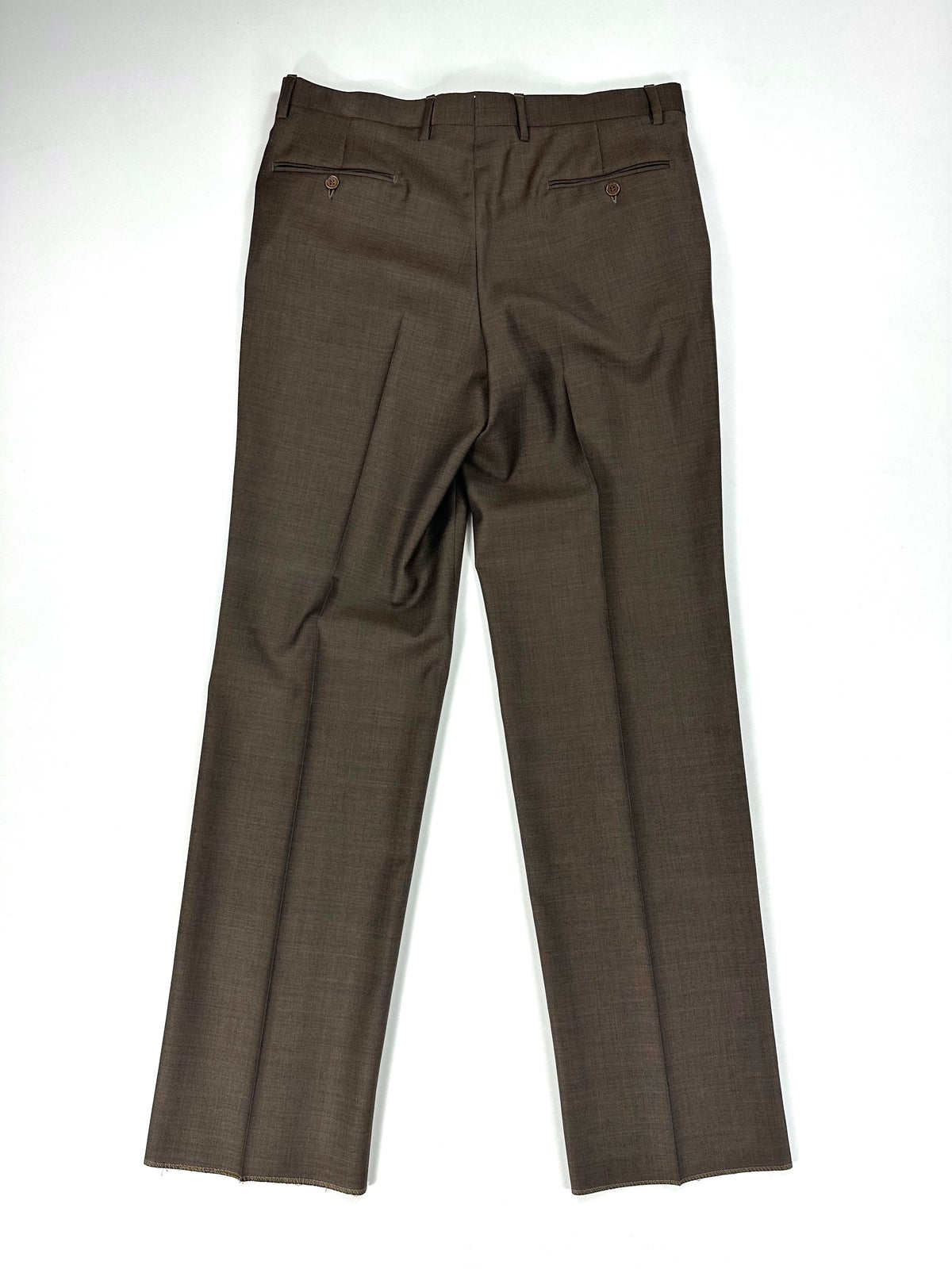 Pantalone Garrett's verde marrone, vista frontale intera con la piega stirata